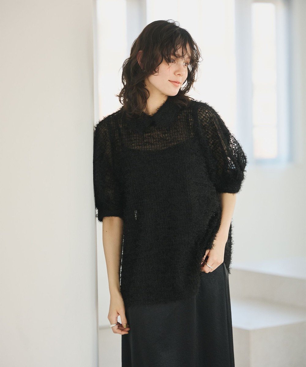 【ハッシュニュアンス/#Newans】のフィラッフィパフスリーブプラウス インテリア・キッズ・メンズ・レディースファッション・服の通販 founy(ファニー) ファッション Fashion レディースファッション Fashion for Women トップス・カットソー Cut & Sew Tops シャツ・ブラウス・オフィスカジュアル Elegant Blouses & Button-Ups コンパクト Compact, Small Size ストレッチ Stretch, Stretchy Fabric チュール Tulip, Tulip Motif フェザー Feather, Feather Detail 夏 Summer 春 Spring S/S・春夏 SS, Spring/Summer, Warm Season ブラック|ID: prp329100004372733 ipo3291000000033630081