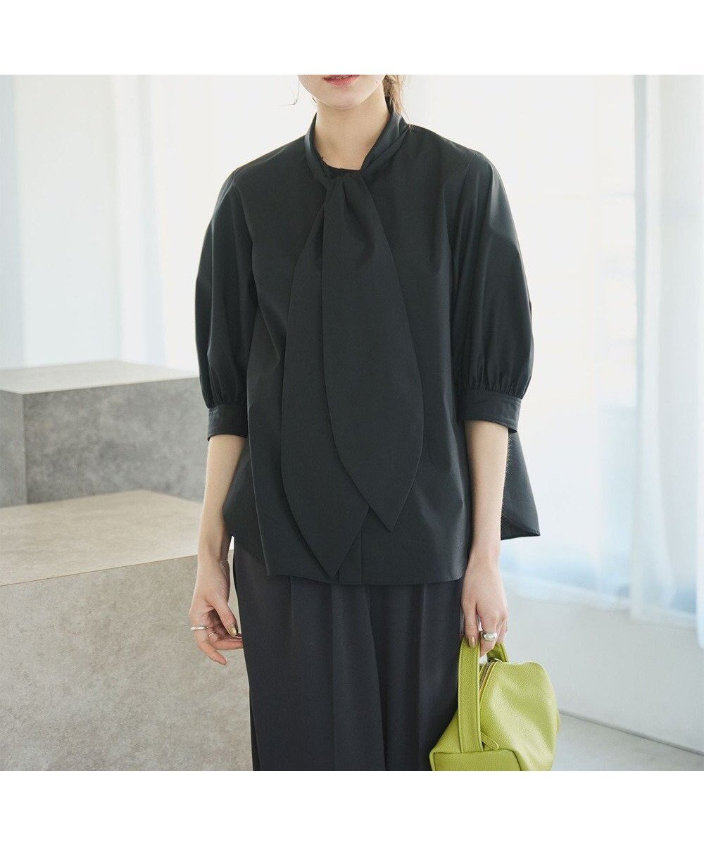【ハッシュニュアンス/#Newans】の【洗濯機可能/シワになりにくい】ラビットタイシャツ インテリア・キッズ・メンズ・レディースファッション・服の通販 founy(ファニー) ファッション Fashion レディースファッション Fashion for Women トップス・カットソー Cut & Sew Tops シャツ・ブラウス・オフィスカジュアル Elegant Blouses & Button-Ups カフス Cuff Design スリーブ Sleeve, Long Sleeve / Short Sleeve エレガント 上品 Elegant ビジネス 仕事 通勤 Business / Work / Commuting 半袖 Short Sleeve, Half Sleeve 夏 Summer 春 Spring S/S・春夏 SS, Spring/Summer, Warm Season 洗える Machine Washable ブラック|ID: prp329100004372734 ipo3291000000033630024