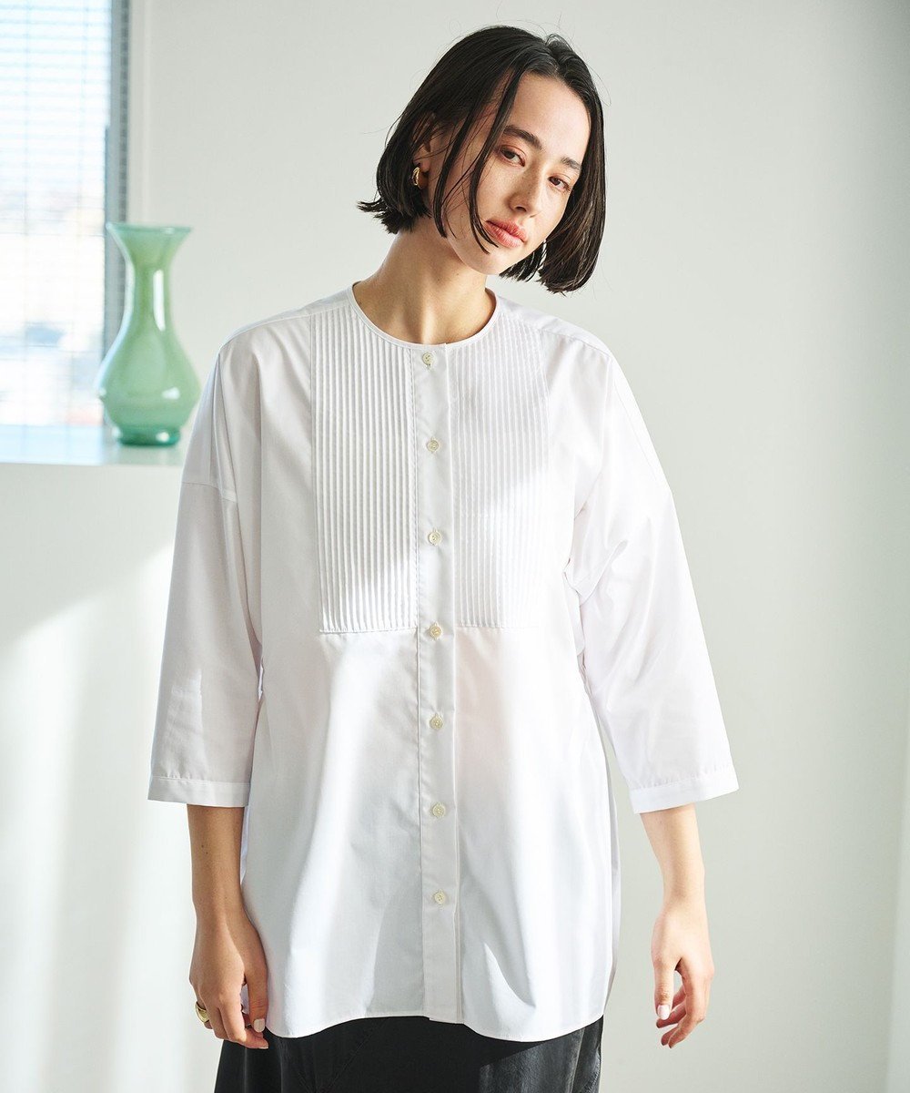 【ハッシュニュアンス/#Newans】の【洗濯機可能/シワになりにくい】〈お腹・腰回りをカバー〉ピンタックデザインスクエアブラウス インテリア・キッズ・メンズ・レディースファッション・服の通販 founy(ファニー) ファッション Fashion レディースファッション Fashion for Women トップス・カットソー Cut & Sew Tops シャツ・ブラウス・オフィスカジュアル Elegant Blouses & Button-Ups ギャザー Gathered, Ruffled スクエア Square, Square Shape エレガント 上品 Elegant 夏 Summer 春 Spring S/S・春夏 SS, Spring/Summer, Warm Season 洗える Machine Washable ホワイト|ID: prp329100004372742 ipo3291000000032760965