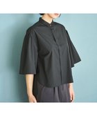 【ハッシュニュアンス/#Newans】の【洗濯機可能/シワになりにくい】〈お尻・太ももをカバー〉フレアスリーブイタリアンカラーシャツ ブラック|ID: prp329100004372746 ipo3291000000033453098