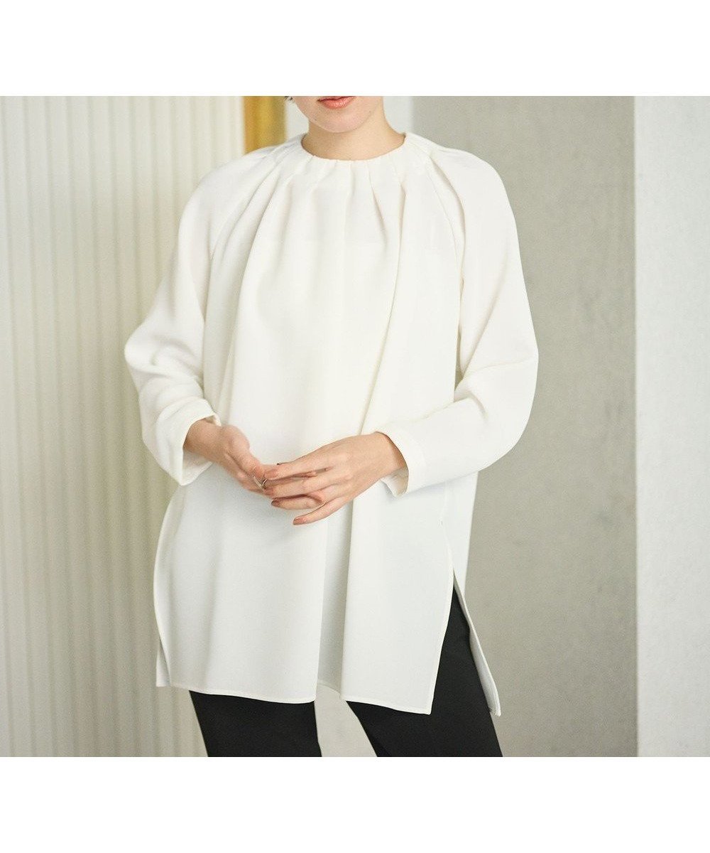 【ハッシュニュアンス/#Newans】の【洗濯機可能】タックネックブラウス インテリア・キッズ・メンズ・レディースファッション・服の通販 founy(ファニー) ファッション Fashion レディースファッション Fashion for Women トップス・カットソー Cut & Sew Tops シャツ・ブラウス・オフィスカジュアル Elegant Blouses & Button-Ups 新作・新入荷 New Arrivals / New In とろみ Fluid, Flowy Fabric インナー Innerwear エレガント 上品 Elegant ジャケット Jacket, Outerwear スリット Slit, Slit Detail 夏 Summer 春 Spring S/S・春夏 SS, Spring/Summer, Warm Season ホワイト|ID: prp329100004372762 ipo3291000000033711760