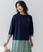 【23区/NIJYUSANKU】の【洗える】バイカラー リターンスリーブ ニット ネイビー系|ID: prp329100004372874 ipo3291000000031916324
