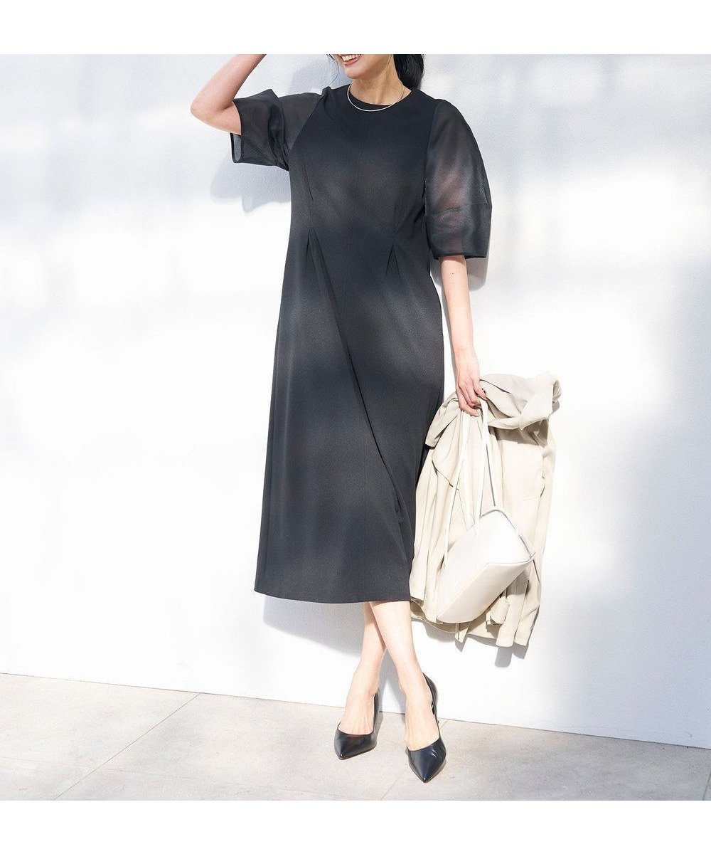 【アンフィーロ 自由区/UNFILO】の【VERY×UNFILOコラボ】BEAUTY MOVE シアースリーブ ワンピース 人気、トレンドファッション・服の通販 founy(ファニー) 　ファッション　Fashion　レディースファッション　Fashion for Women　ワンピース　Dresses　洗える　Machine Washable　コラボ　Collaboration, Collab　コンビ　Combo, Combination Style　サンダル　Sandals, Summer Shoes　シェイプ　Shape, Slim Fit　ジョーゼット　Georgette, Semi-Sheer Fabric　ストレッチ　Stretch, Stretchy Fabric　ペプラム　Peplum, Flared Hem　A/W・秋冬　Autumn/Winter　S/S・春夏　SS, Spring/Summer, Warm Season　夏　Summer　 other-1|ID: prp329100004372920 ipo3291000000032558557