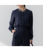 【23区/NIJYUSANKU】の【吸水速乾/UVケア/洗える】ストレッチクリアサテン バイカラー ブラウス ネイビー×ブラック|ID: prp329100004372926 ipo3291000000032025737