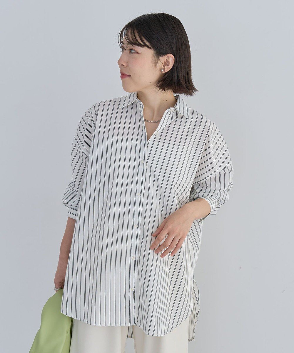 【グリーンパークス/Green Parks】のイージーケアストライプシャツ 人気、トレンドファッション・服の通販 founy(ファニー) 　ファッション　Fashion　レディースファッション　WOMEN　トップス・カットソー　Tops/Tshirt　シャツ/ブラウス　Shirts/Blouses　パーカ　Sweats　スウェット　Sweat　おすすめ　Recommend　スウェット　Sweat　ストライプ　Stripe　チュニック　Tunic　パターン　Pattern　ボックス　Box　ポケット　Pocket　夏　Summer　春　Spring　S/S・春夏　Ss・Spring/Summer　 other-1|ID: prp329100004376853 ipo3291000000030581641