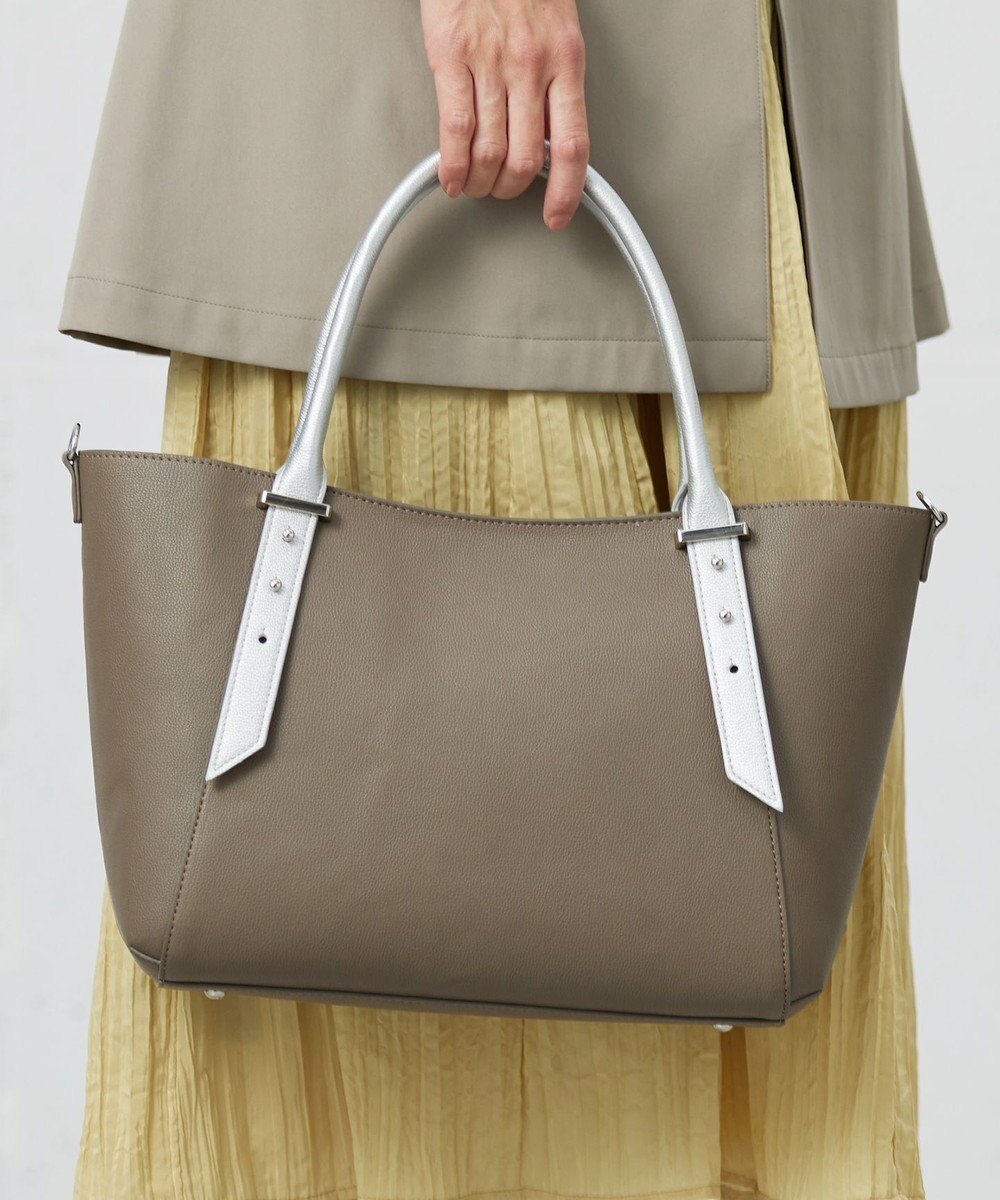 【ジェイ プレス/J.PRESS】の【2点セット・A4サイズ収納可】MULTIトートバッグ インテリア・キッズ・メンズ・レディースファッション・服の通販 founy(ファニー) 　ファッション　Fashion　レディースファッション　Fashion for Women　バッグ　Bags　傘　Umbrella, Parasol　ショルダー　Shoulder, Shoulder Strap　スマート　Smart, Elegant　財布　Wallet, Purse　ドット　Polka Dot, Dot Pattern　フェイクレザー　Faux Leather, PU Leather　ポケット　Pocket, Pocket Detail　ポシェット　Pochette, Mini Bag　ポーチ　Pouch, Small Case　メタル　Metal, Metal Parts　ラップ　Wrap, Wrap Design　ロング　Long, Long-Length　モカ×シルバー系|ID: prp329100004376934 ipo3291000000033499688