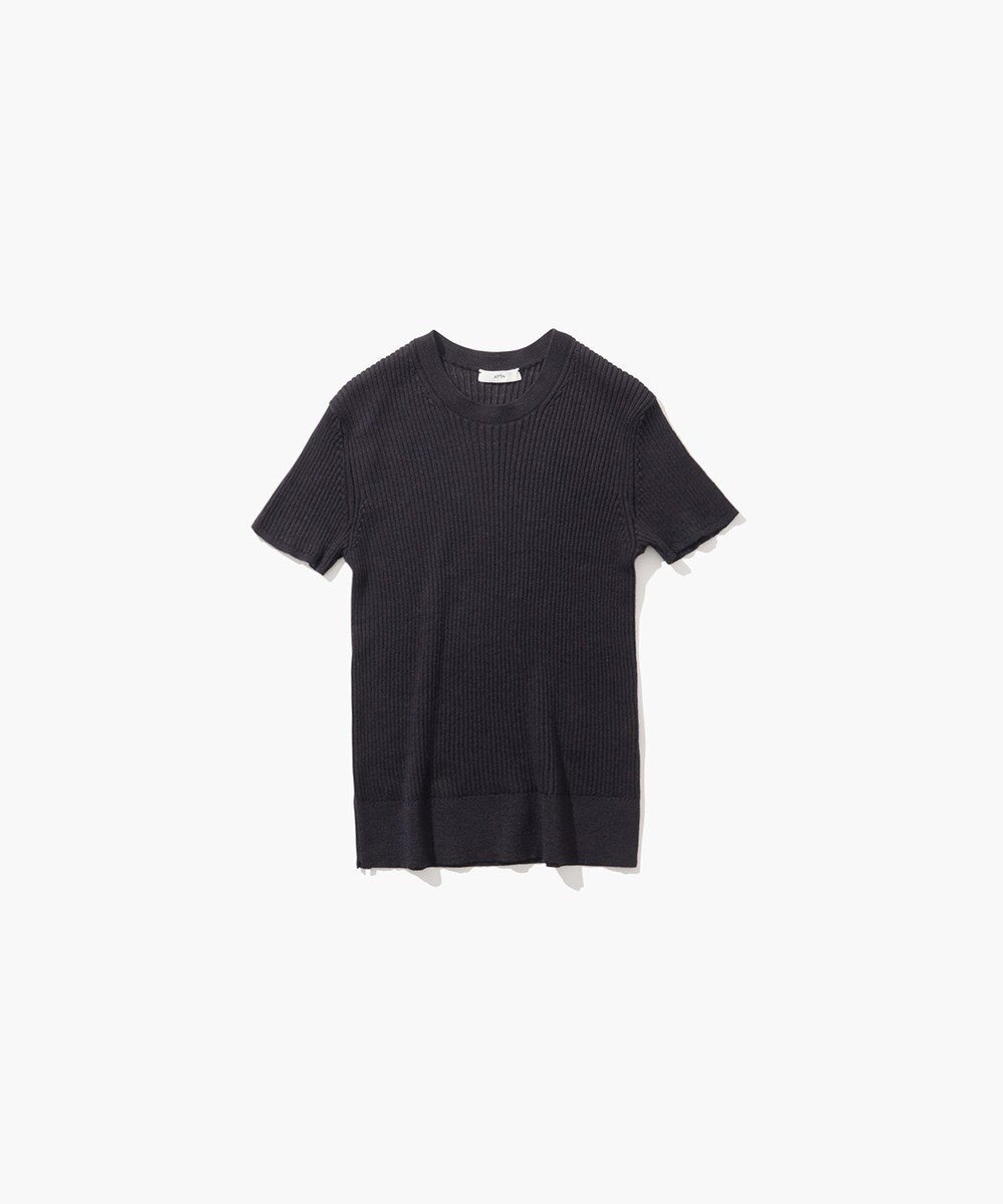 【エイトン/ATON】のRAMIE WOOL RIB ショートスリーブセーター インテリア・キッズ・メンズ・レディースファッション・服の通販 founy(ファニー) 　ファッション　Fashion　レディースファッション　Fashion for Women　トップス・カットソー　Cut & Sew Tops　ニット　Knit Tops & Sweaters　セーター　Sweater, Knitwear　ネップ　Nepp, Slub Yarn　バランス　Balance, Style Balance　夏　Summer　春　Spring　S/S・春夏　SS, Spring/Summer, Warm Season　BLACK|ID: prp329100004379484 ipo3291000000033171202