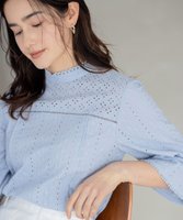 【組曲/KUMIKYOKU】の【WEB限定色あり】エンブロイダリーレースハイネック ブラウス 人気、トレンドファッション・服の通販 founy(ファニー) ファッション Fashion レディースファッション WOMEN トップス・カットソー Tops/Tshirt シャツ/ブラウス Shirts/Blouses アイレット Eyelet 春 Spring ストライプ Stripe ハイネック High Neck フラワー Flower 半袖 Short Sleeve モチーフ Motif レース Race S/S・春夏 Ss・Spring/Summer 夏 Summer |ID:prp329100004379501