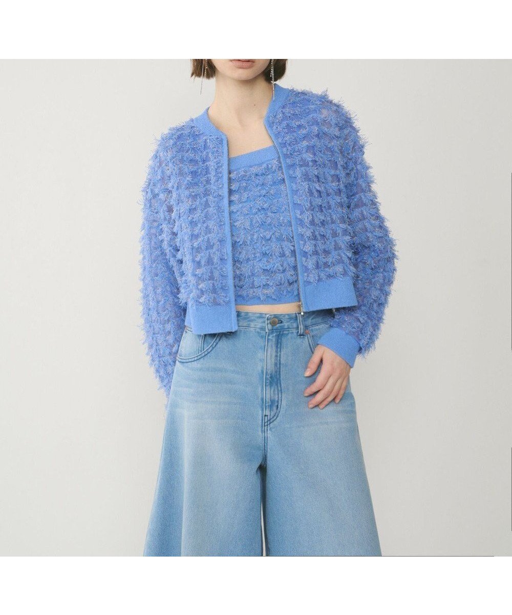 【グレース コンチネンタル/GRACE CONTINENTAL】のフリンジニットzipカーディガン インテリア・キッズ・メンズ・レディースファッション・服の通販 founy(ファニー) 　ファッション　Fashion　レディースファッション　WOMEN　トップス・カットソー　Tops/Tshirt　ニット　Knit Tops　カーディガン　Cardigans　おすすめ　Recommend　アンサンブル　Ensemble　カーディガン　Cardigan　シアー　Sheer　ジップ　Zip　スマート　Smart　セーター　Sweater　バランス　Balance　フリンジ　Fringe　フロント　Front　夏　Summer　春　Spring　S/S・春夏　Ss・Spring/Summer　ブルー|ID: prp329100004380672 ipo3291000000031656213