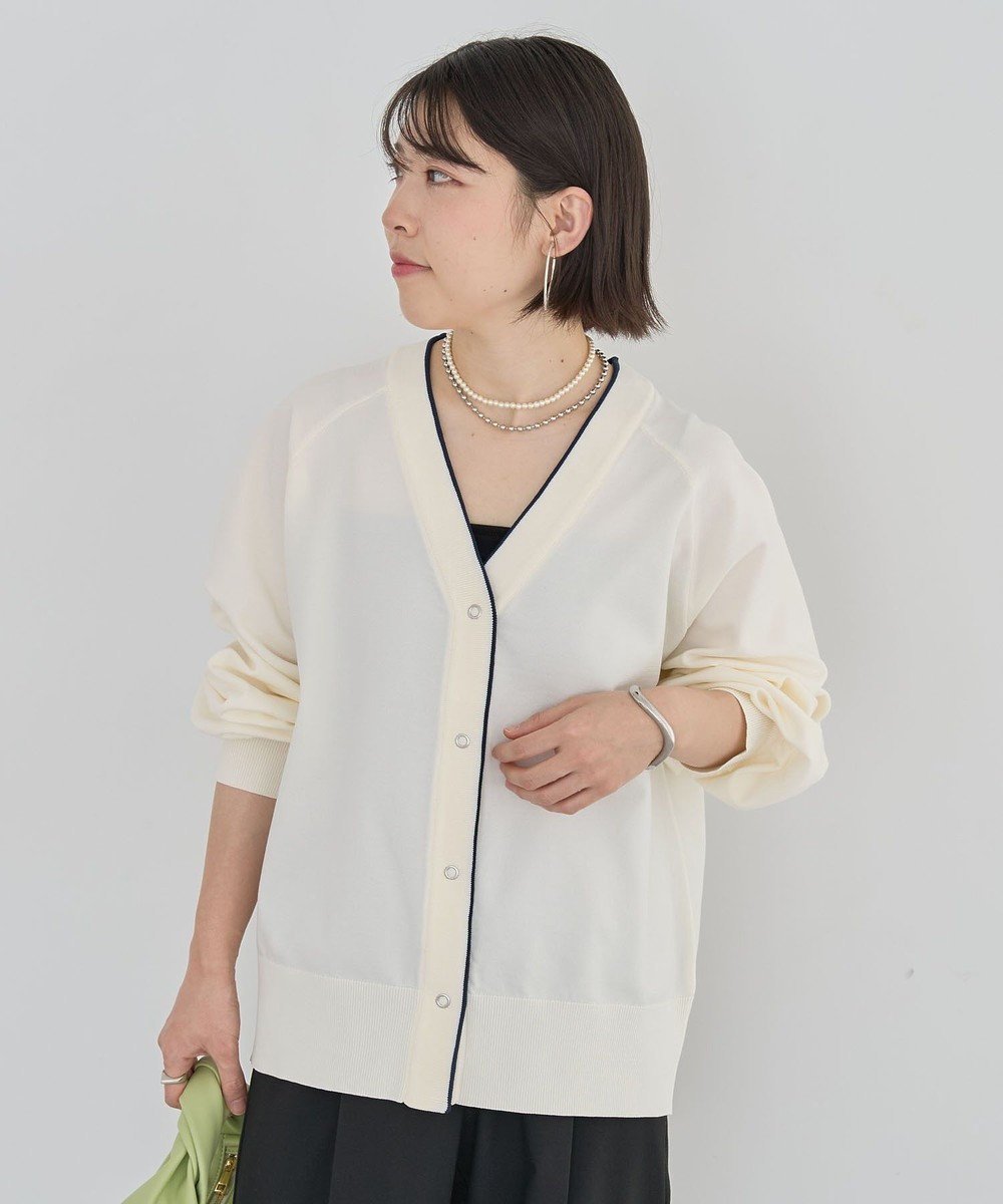 【グリーンパークス/Green Parks】のスポンディッシュVネックカーディガン インテリア・キッズ・メンズ・レディースファッション・服の通販 founy(ファニー) 　ファッション　Fashion　レディースファッション　Fashion for Women　トップス・カットソー　Cut & Sew Tops　カーディガン・羽織り　Layered Style Cardigans　Vネックトップス　V-Neck Tops / V-Cut Neckline Shirts　カーディガン　Cardigan, Knitwear　ポケット　Pocket, Pocket Detail　夏　Summer　春　Spring　S/S・春夏　SS, Spring/Summer, Warm Season　軽量　Lightweight, Ultra Light　Ivory|ID: prp329100004380688 ipo3291000000033215341