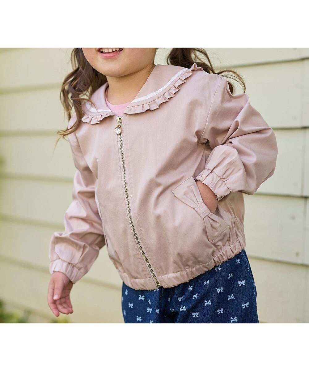 【エニファム/any FAM / KIDS】のセーラーカラーブルゾン インテリア・キッズ・メンズ・レディースファッション・服の通販 founy(ファニー) 　ファッション　Fashion　キッズファッション　KIDS　アウター　Coat Outerwear /Kids　ジャケット　Jacket　ビジュー　Bijou　ブルゾン　Blouson　ポケット　Pocket　リボン　Ribbon　夏　Summer　春　Spring　S/S・春夏　Ss・Spring/Summer　羽織　Haori　ピンクベージュ|ID: prp329100004380698 ipo3291000000032125173