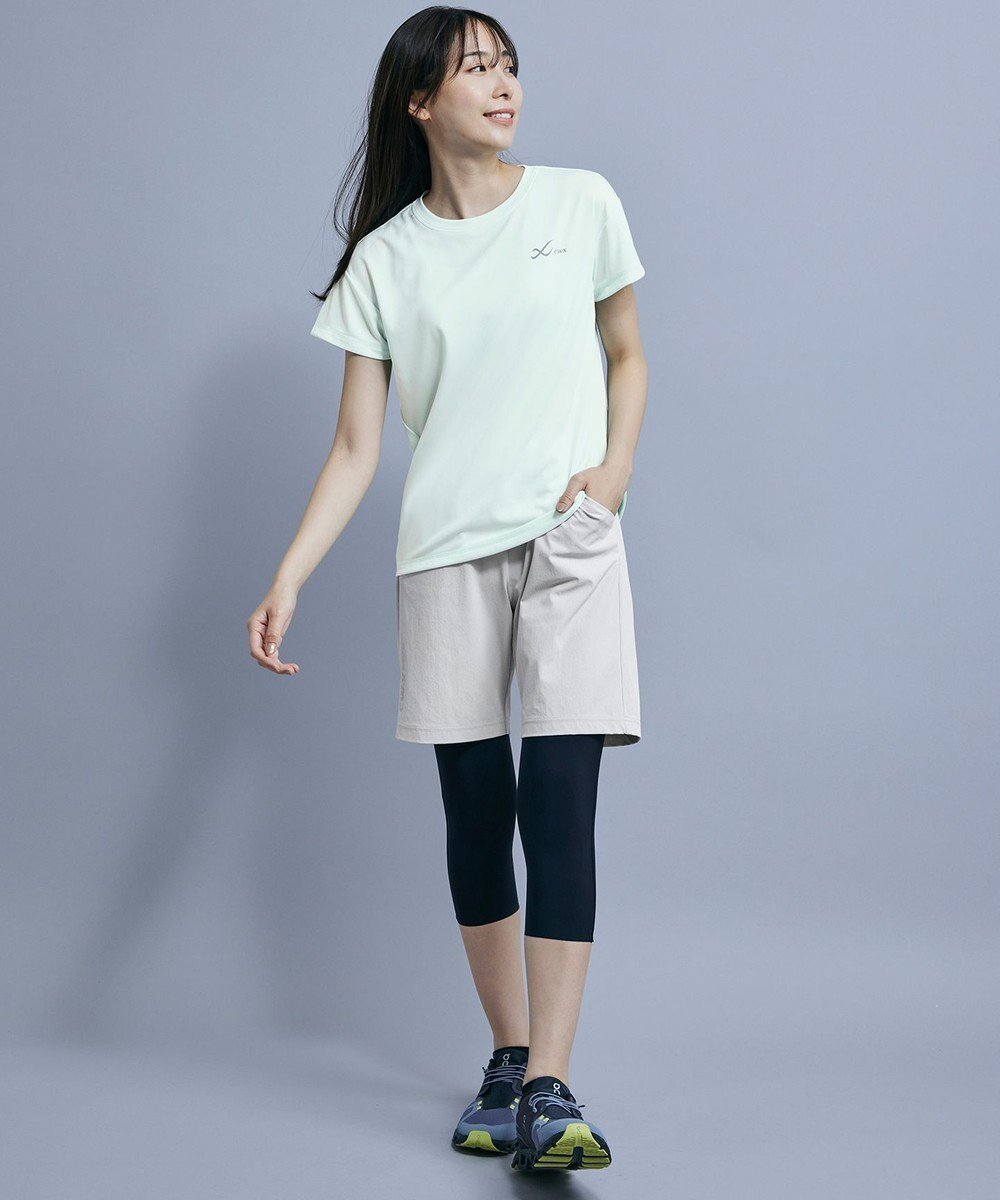 【シーダブリューエックス/CW-X】の【WOMEN】 CW-X トップス 【薄軽ランニングシャツ】 半袖 3分袖 Uネック 吸汗速乾性(本体) レディース DLY155 /ワコール インテリア・キッズ・メンズ・レディースファッション・服の通販 founy(ファニー) 　ファッション　Fashion　レディースファッション　WOMEN　トップス・カットソー　Tops/Tshirt　シャツ/ブラウス　Shirts/Blouses　プリント　Print　ランニング　Running　半袖　Short Sleeve　メロン|ID: prp329100004380853 ipo3291000000031605756