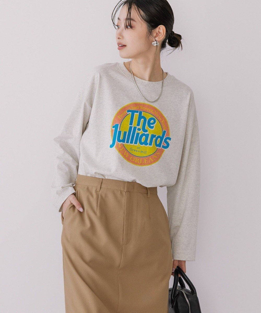 【アメリカンホリック/AMERICAN HOLIC】のサークルロゴプリントロングTシャツ インテリア・キッズ・メンズ・レディースファッション・服の通販 founy(ファニー) 　ファッション　Fashion　レディースファッション　WOMEN　トップス・カットソー　Tops/Tshirt　シャツ/ブラウス　Shirts/Blouses　ロング / Tシャツ　T-Shirts　カットソー　Cut and Sewn　おすすめ　Recommend　カットソー　Cut And Sew　夏　Summer　春　Spring　S/S・春夏　Ss・Spring/Summer　長袖　Long Sleeve　Oatmeal|ID: prp329100004381615 ipo3291000000030989821