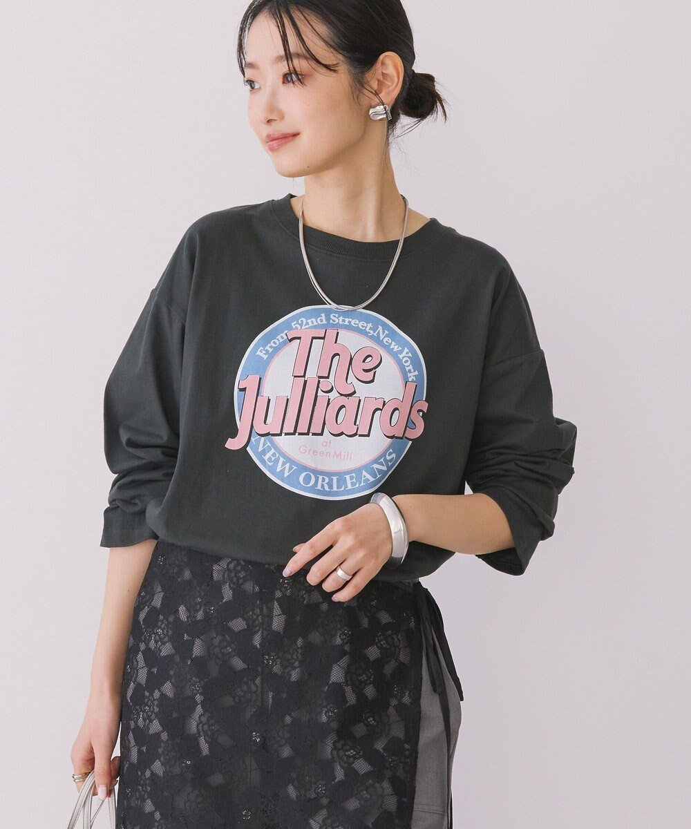 【アメリカンホリック/AMERICAN HOLIC】のサークルロゴプリントロングTシャツ インテリア・キッズ・メンズ・レディースファッション・服の通販 founy(ファニー) 　ファッション　Fashion　レディースファッション　WOMEN　トップス・カットソー　Tops/Tshirt　シャツ/ブラウス　Shirts/Blouses　ロング / Tシャツ　T-Shirts　カットソー　Cut and Sewn　おすすめ　Recommend　カットソー　Cut And Sew　夏　Summer　春　Spring　S/S・春夏　Ss・Spring/Summer　長袖　Long Sleeve　Charcoal Gray|ID: prp329100004381615 ipo3291000000030989823