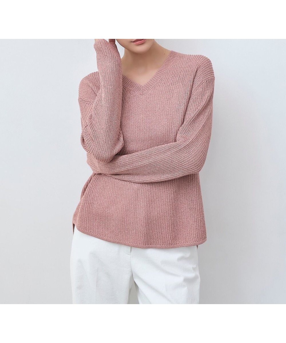 【アイシービー/iCB】の【洗える】 ペーパーブレンドシャインニット Vネックプルオーバー 人気、トレンドファッション・服の通販 founy(ファニー) 　ファッション　Fashion　レディースファッション　Ladies' Fashion Online　トップス・カットソー　Tops/Tshirt　ニット　Knit Tops　プルオーバー　Pullover　Vネック　V-Neck　春　Spring　洗える　Washable　畦　Ridge　カットソー　Cut And Sew　シルク　Silk　セーター　Sweater　デコルテ　Decolletage　ヘムライン　Hemline　ボトム　Bottom　ミドル　Middle　S/S・春夏　Ss・Spring/Summer　おすすめ　Recommend　夏　Summer　エレガント 上品　Elegant　2025年　2025　2025春夏・S/S　Ss,Spring/Summer,2025　 other-1|ID: prp329100004383158 ipo3291000000032663412