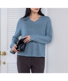 【アイシービー/iCB】の【洗える】 ペーパーブレンドシャインニット Vネックプルオーバー サックスブルー系|ID: prp329100004383158 ipo3291000000032663414