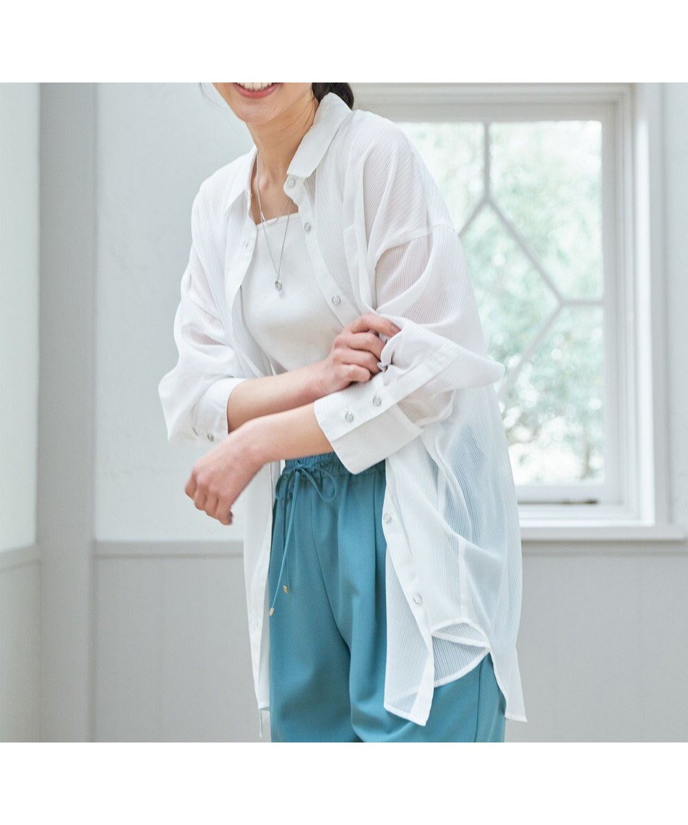 【エニィファム/any FAM】の【洗濯機可】シアーストライプシャツ インテリア・キッズ・メンズ・レディースファッション・服の通販 founy(ファニー) 　ファッション　Fashion　レディースファッション　Fashion for Women　トップス・カットソー　Cut & Sew Tops　シャツ・ブラウス・オフィスカジュアル　Elegant Blouses & Button-Ups　ストライプ　Stripe, Striped Pattern　デニム　Denim, Jeans Material　トレンド　Trend, Trending Now　夏　Summer　春　Spring　S/S・春夏　SS, Spring/Summer, Warm Season　羽織　Haori, Light Jacket　オフ|ID: prp329100004386442 ipo3291000000033220500