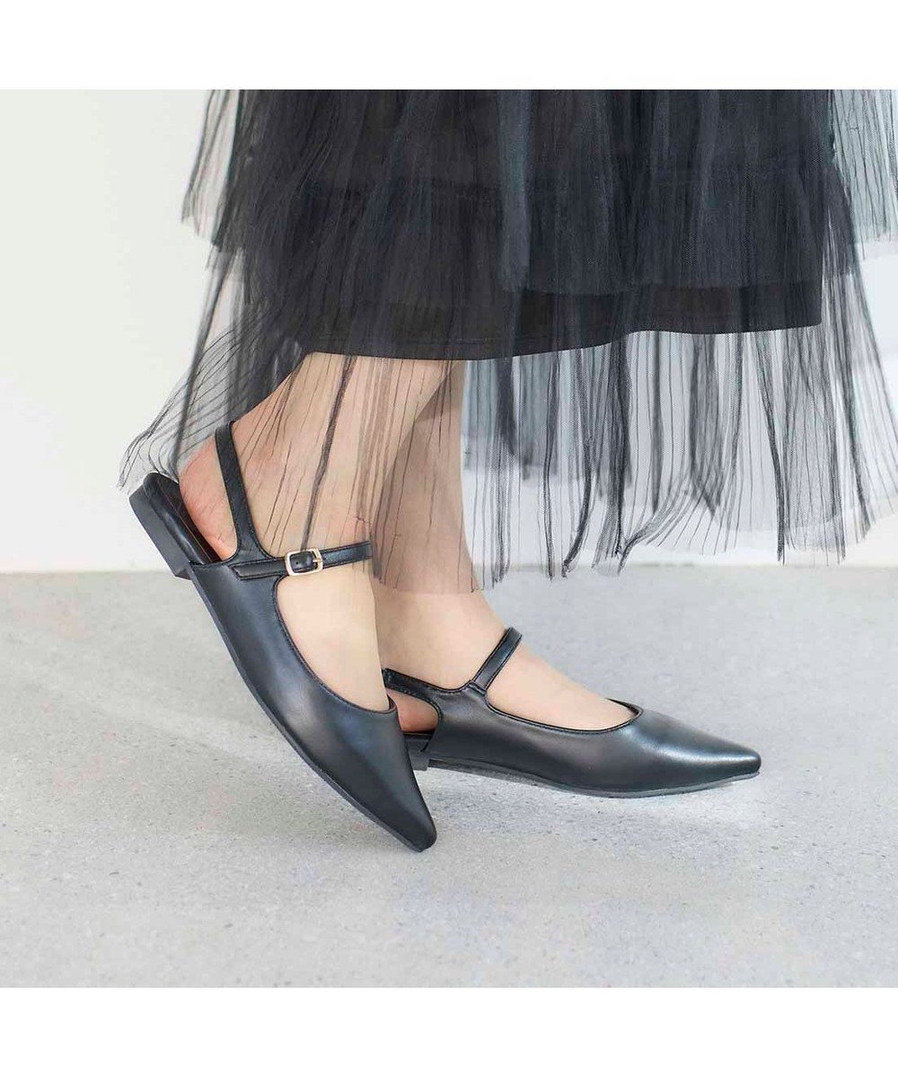 【モード エ ジャコモ/MODE ET JACOMO】のnoyau ポインテッドトゥバックベルトパンプス インテリア・キッズ・メンズ・レディースファッション・服の通販 founy(ファニー) 　ファッション　Fashion　レディースファッション　WOMEN　バッグ　Bag　ベルト　Belts　エレガント 上品　Elegant　コレクション　Collection　シューズ　Shoes　スタイリッシュ　Stylish　タイトスカート　Tight Skirt　トレンド　Trend　フラット　Flat　フレア　Flare　ラップ　Wrap　再入荷　Restock/Back In Stock/Re Arrival　おすすめ　Recommend　旅行　Travel　ビジネス 仕事 通勤　Business　ブラック|ID: prp329100004386469 ipo3291000000031989228