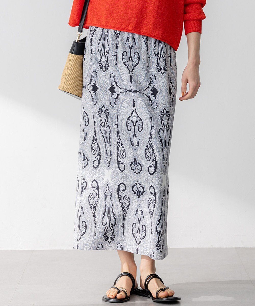 【23区/NIJYUSANKU】の【洗える】Rattiドローイングペイズリープリント スカート インテリア・キッズ・メンズ・レディースファッション・服の通販 founy(ファニー) 　ファッション　Fashion　レディースファッション　Fashion for Women　スカート　Skirts　イタリア　Italy　春　Spring　洗える　Machine Washable　カットソー　Cut and Sewn Top　ジャカード／ジャガード　Jacquard, Woven Pattern　ストレート　Straight, Straight Cut　トレンド　Trend, Trending Now　プリント　Print, Printed Pattern　ペイズリー　Paisley, Ethnic Pattern　ポケット　Pocket, Pocket Detail　S/S・春夏　SS, Spring/Summer, Warm Season　夏　Summer　2025年　2025　2025春夏・S/S　Spring/Summer 2025 SS25　ブラックプリント|ID: prp329100004387759 ipo3291000000035510594