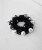 【ティアクラッセ/Tiaclasse】の【選べる2TYPE】パール付きゴム&シュシュ シュシュタイプ:ブラック|ID: prp329100004389064 ipo3291000000031194305