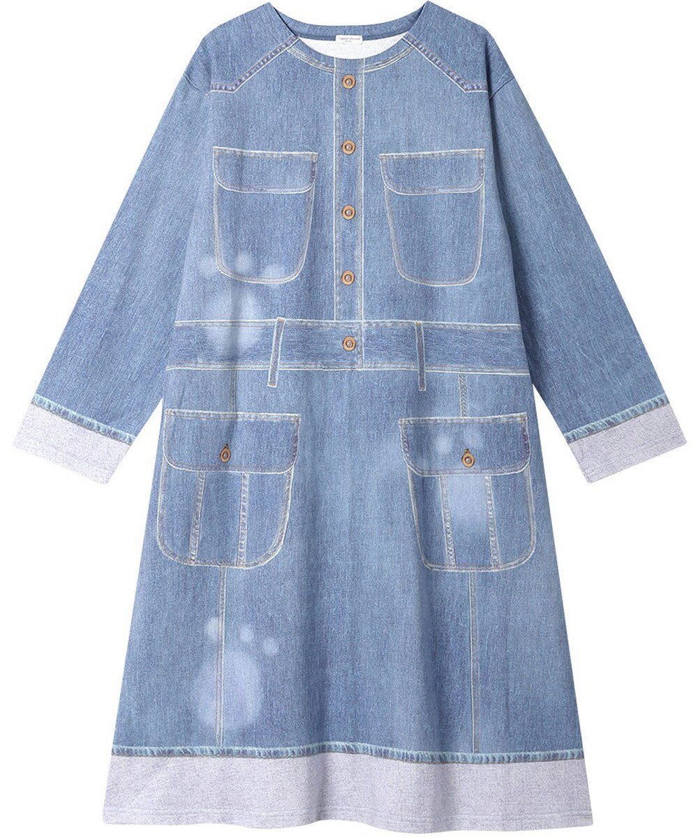【ツモリチサト スリープ/tsumori chisato SLEEP】のツモリチサト ルームウエア ワンピース 長袖 綿100%(本体) ロング丈(ふくらはぎ付近) UNX557 /ワコール インテリア・キッズ・メンズ・レディースファッション・服の通販 founy(ファニー) 　ファッション　Fashion　レディースファッション　WOMEN　ワンピース　Dress　デニム　Denim　パジャマ　Pajamas　プリント　Print　ポケット　Pocket　ロング　Long　長袖　Long Sleeve　ブルー|ID: prp329100004389077 ipo3291000000031916167