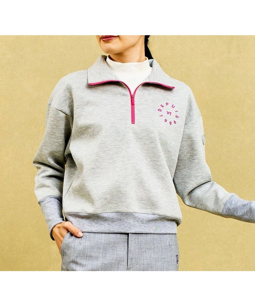 【23区 ゴルフ/NIJYUSANKU GOLF】の【WOMEN】【UVカット】トレンド感抜群のビッグシルエット!ハーフジップスウェット インテリア・キッズ・メンズ・レディースファッション・服の通販 founy(ファニー) 　ファッション　Fashion　レディースファッション　WOMEN　トップス・カットソー　Tops/Tshirt　パーカ　Sweats　スウェット　Sweat　春　Spring　今季　This Season　吸水　Water Absorption　軽量　Lightweight　サークル　Circle　ショート　Short　スウェット　Sweat　スタイリッシュ　Stylish　スタンド　Stand　ストレッチ　Stretch　トレンド　Trend　なめらか　Smooth　ビッグ　Big　フィット　Fit　フロント　Front　ラウンド　Round　S/S・春夏　Ss・Spring/Summer　夏　Summer　ライトグレー系|ID: prp329100004389088 ipo3291000000031892758