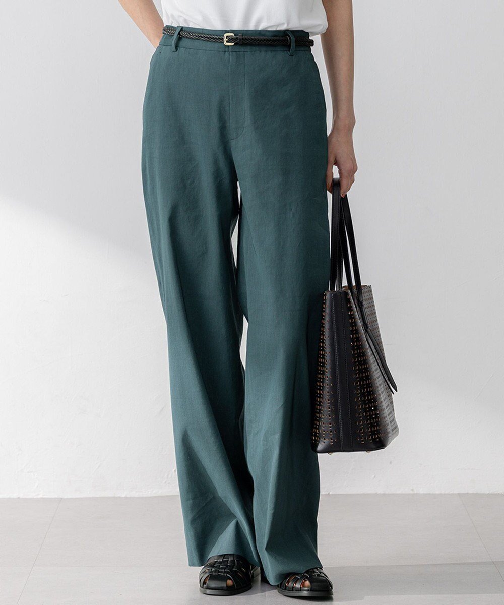 【23区/NIJYUSANKU】の【Oggi5月号掲載/洗える】リネンレーヨンストレッチ ワイド パンツ インテリア・キッズ・メンズ・レディースファッション・服の通販 founy(ファニー) 　雑誌掲載アイテム　Magazine Picks & Fashion Features　ファッション雑誌　Fashion Magazines　オッジ　Oggi　ファッション　Fashion　レディースファッション　Fashion for Women　パンツ　Pants & Trousers　イエロー　Yellow　オレンジ　Orange　春　Spring　洗える　Machine Washable　5月号　May Issue　ジャケット　Jacket, Outerwear　ストレッチ　Stretch, Stretchy Fabric　セットアップ　Set-Up, Coordinated Outfit　雑誌　Magazine, Fashion Magazine　定番　Standard, Basic Item　ベーシック　Basic, Essential　リネン　Linen, Linen Fabric　ワイド　Wide, Wide Fit　S/S・春夏　SS, Spring/Summer, Warm Season　夏　Summer　2025年　2025　2025春夏・S/S　Spring/Summer 2025 SS25　ダークグリーン系|ID: prp329100004389152 ipo3291000000035725250