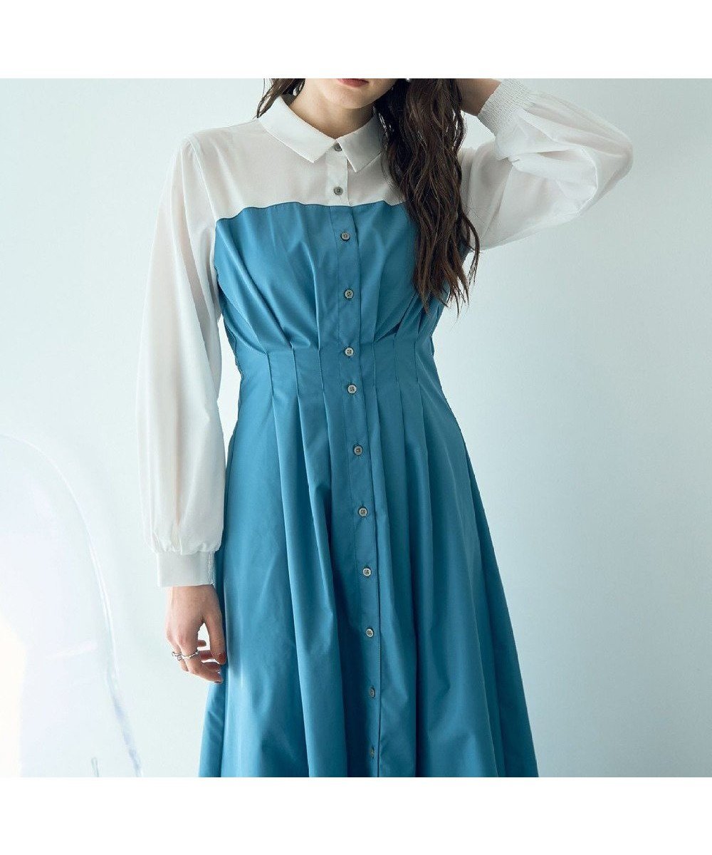 【イェッカ ヴェッカ/YECCA VECCA】のベアドッキングワンピース インテリア・キッズ・メンズ・レディースファッション・服の通販 founy(ファニー) 　ファッション　Fashion　レディースファッション　WOMEN　ワンピース　Dress　シャツワンピース　Shirt Dresses　ドッキング　Docking　ポケット　Pocket　人気　Popularity　夏　Summer　定番　Standard　春　Spring　S/S・春夏　Ss・Spring/Summer　Blue|ID: prp329100004389245 ipo3291000000031896112