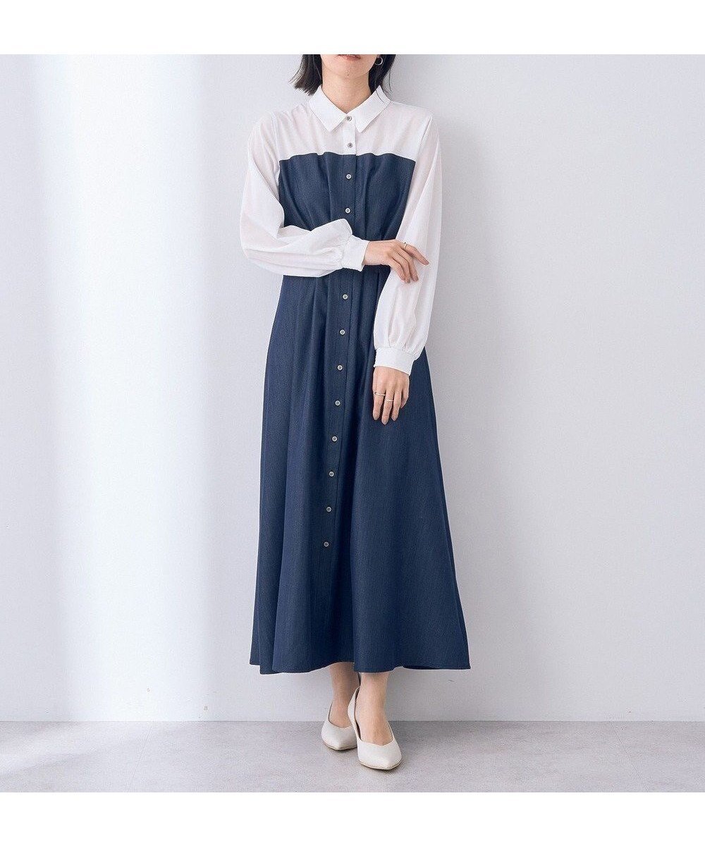 【イェッカ ヴェッカ/YECCA VECCA】のベアドッキングワンピース インテリア・キッズ・メンズ・レディースファッション・服の通販 founy(ファニー) 　ファッション　Fashion　レディースファッション　WOMEN　ワンピース　Dress　シャツワンピース　Shirt Dresses　ドッキング　Docking　ポケット　Pocket　人気　Popularity　夏　Summer　定番　Standard　春　Spring　S/S・春夏　Ss・Spring/Summer　Indigo|ID: prp329100004389245 ipo3291000000031896114
