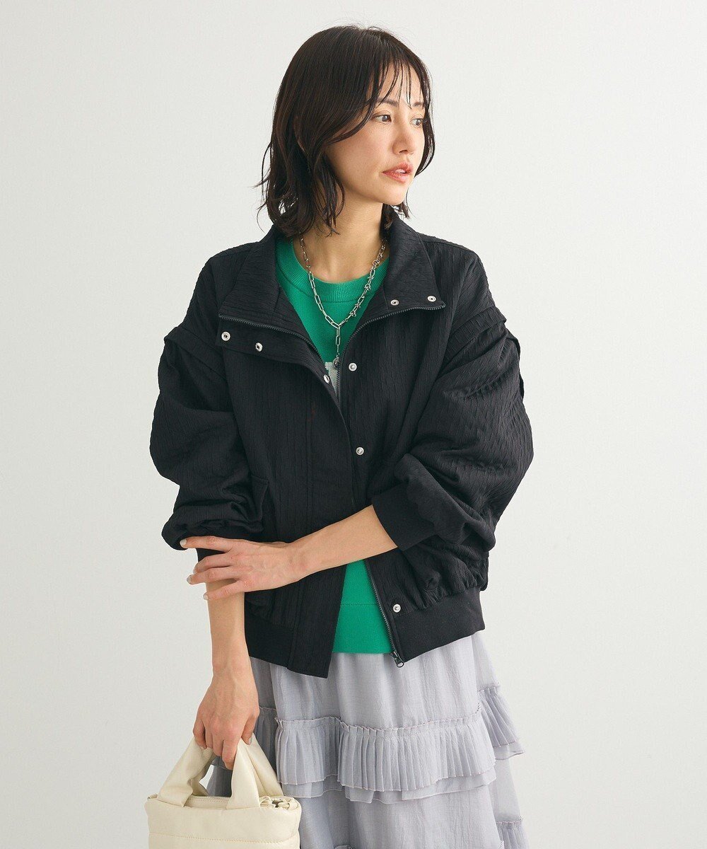 【グリーンパークス/Green Parks】の2WAY ジャガードブルゾン インテリア・キッズ・メンズ・レディースファッション・服の通販 founy(ファニー) 　ファッション　Fashion　レディースファッション　WOMEN　アウター　Coat Outerwear　ブルゾン　Blouson/Jackets　トップス・カットソー　Tops/Tshirt　パーカ　Sweats　スウェット　Sweat　おすすめ　Recommend　インナー　Inner　ジャカード　Jacquard　スウェット　Sweat　スタンド　Stand　フォルム　Form　ブルゾン　Blouson　ベスト　Vest　ポケット　Pocket　ロング　Long　ワイド　Wide　夏　Summer　春　Spring　S/S・春夏　Ss・Spring/Summer　Black|ID: prp329100004389318 ipo3291000000031930419