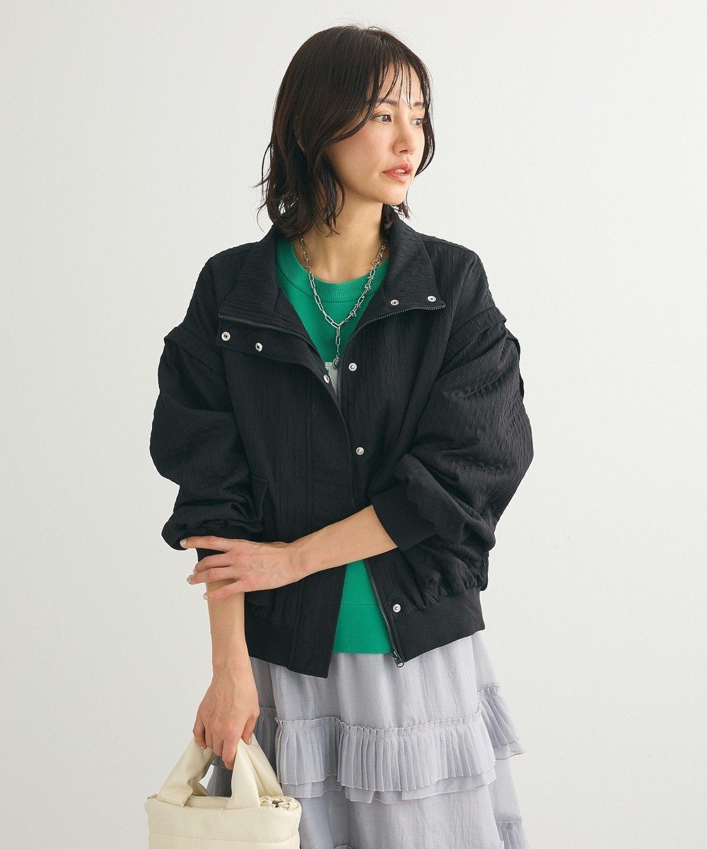 【グリーンパークス/Green Parks】の2WAY ジャガードブルゾン インテリア・キッズ・メンズ・レディースファッション・服の通販 founy(ファニー) 　ファッション　Fashion　レディースファッション　Fashion for Women　アウター　Coat / Outerwear Collection　ブルゾンジャケット・スポーティアウター　Blouson Jackets　トップス・カットソー　Cut & Sew Tops　レディースパーカー・カジュアルフーディー　Casual Hoodies & Sweatshirts　スウェット・クルーネックトップス　Sweatshirts & Crewnecks / Relaxed Fit Sweat Tops　おすすめ　Recommended / Our Picks　インナー　Innerwear　ジャカード／ジャガード　Jacquard, Woven Pattern　スウェット / スエット　Sweatshirt, Sweatwear　スタンド　Stand Collar, Upright Stand　フォルム　Silhouette, Form　ブルゾン　Blouson, Bomber Jacket　ベスト　Vest, Waistcoat　ポケット　Pocket, Pocket Detail　ロング　Long, Long-Length　ワイド　Wide, Wide Fit　夏　Summer　春　Spring　S/S・春夏　SS, Spring/Summer, Warm Season　Black|ID: prp329100004389318 ipo3291000000032588193