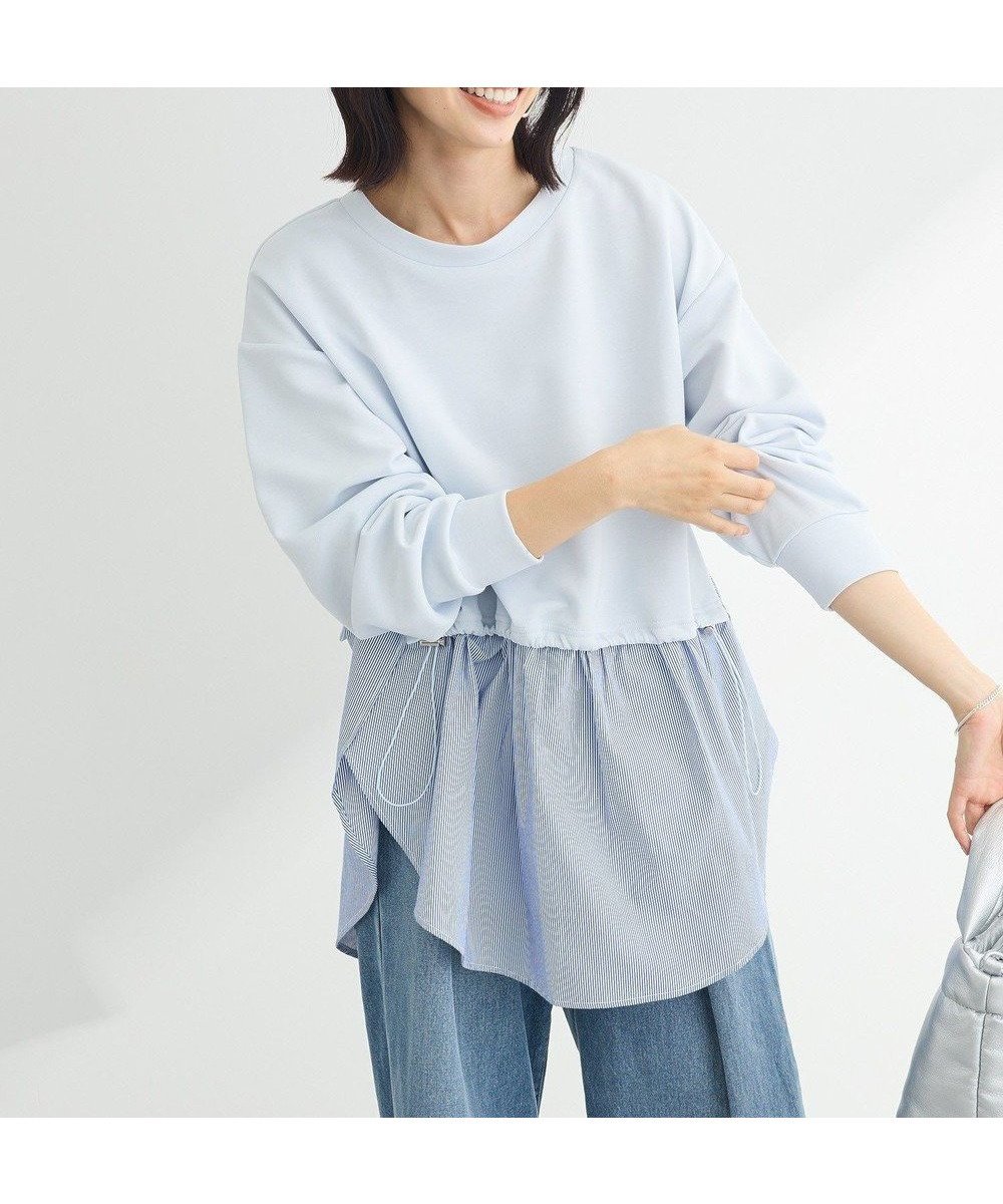 【グリーンパークス/Green Parks】のダンボールドッキングチュニック インテリア・キッズ・メンズ・レディースファッション・服の通販 founy(ファニー) 　ファッション　Fashion　レディースファッション　Fashion for Women　ワンピース　Dresses　チュニック　Tunic Tops & Dresses　ストライプ　Stripe, Striped Pattern　チュニック　Tunic, Long Top　ドローコード　Drawcord, Drawstring Cord　ポケット　Pocket, Pocket Detail　夏　Summer　春　Spring　S/S・春夏　SS, Spring/Summer, Warm Season　Sax|ID: prp329100004389333 ipo3291000000032497735