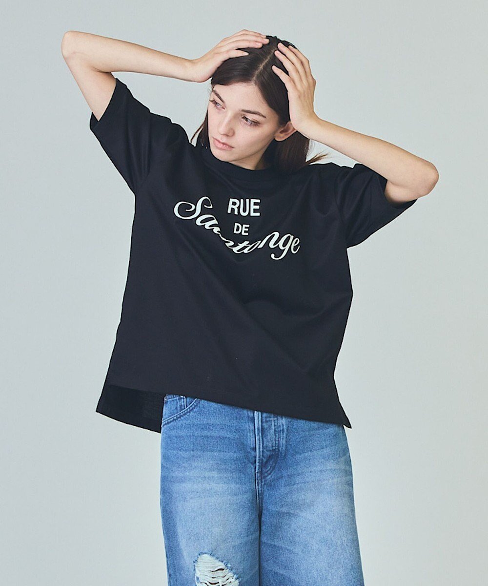 【グレース コンチネンタル/GRACE CONTINENTAL】のレタードプリントTシャツ インテリア・キッズ・メンズ・レディースファッション・服の通販 founy(ファニー) 　ファッション　Fashion　レディースファッション　WOMEN　トップス・カットソー　Tops/Tshirt　シャツ/ブラウス　Shirts/Blouses　ロング / Tシャツ　T-Shirts　カットソー　Cut and Sewn　カットソー　Cut And Sew　シルケット　Mercerization　シンプル　Simple　プリント　Print　夏　Summer　春　Spring　S/S・春夏　Ss・Spring/Summer　ブラック|ID: prp329100004389371 ipo3291000000031941599
