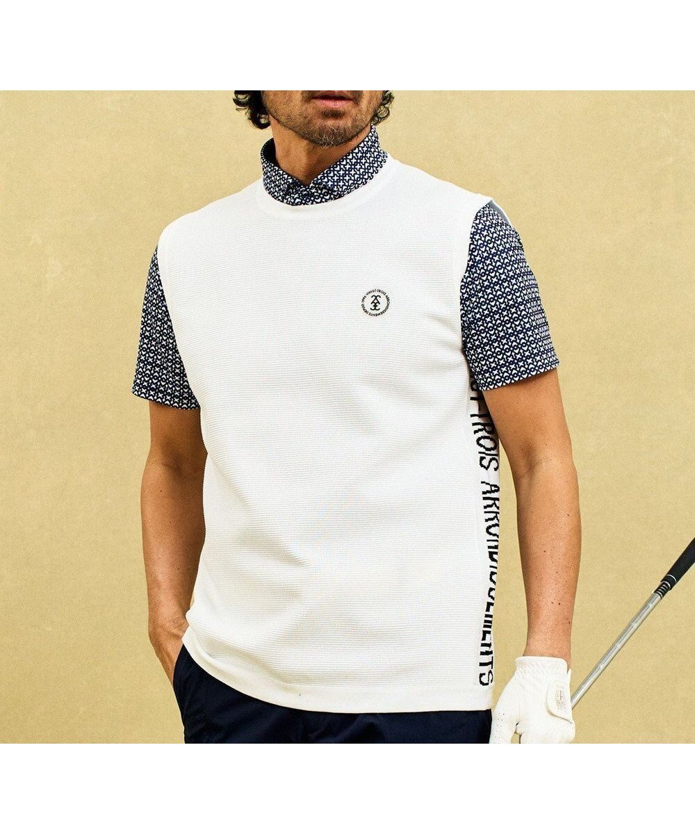 【23区 ゴルフ/23区GOLF / MEN】の【MEN】【ウォッシャブル】ラッセルコンビベスト 人気、トレンドファッション・服の通販 founy(ファニー) 　ファッション　Fashion　メンズファッション　MEN　トップス・カットソー　Tops/Tshirt/Men　ニット　Knit Tops　ベスト/ジレ　Gilets/Vests　ウォッシャブル　Washable　春　Spring　軽量　Lightweight　シンプル　Simple　セーター　Sweater　ダブル　Double　ベスト　Vest　メッシュ　Mesh　ラウンド　Round　ラッセル　Russell　S/S・春夏　Ss・Spring/Summer　NEW・新作・新着・新入荷　New Arrivals　夏　Summer　エレガント 上品　Elegant　ゴルフ　Golf　 other-1|ID: prp329100004391851 ipo3291000000030706494