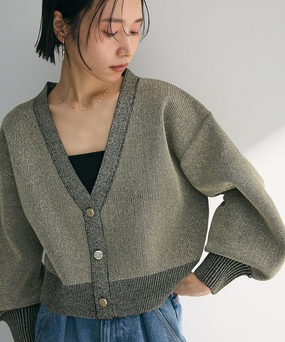 【グリーンパークス/Green Parks】の・ELENCARE DUE ラメVネックカーディガン インテリア・キッズ・メンズ・レディースファッション・服の通販 founy(ファニー) 　ファッション　Fashion　レディースファッション　WOMEN　トップス・カットソー　Tops/Tshirt　カーディガン　Cardigans　Vネック　V-Neck　カットソー　Cut And Sew　カーディガン　Cardigan　シンプル　Simple　プリント　Print　ポケット　Pocket　メタル　Metal　夏　Summer　春　Spring　S/S・春夏　Ss・Spring/Summer　Black|ID: prp329100004391929 ipo3291000000031715603