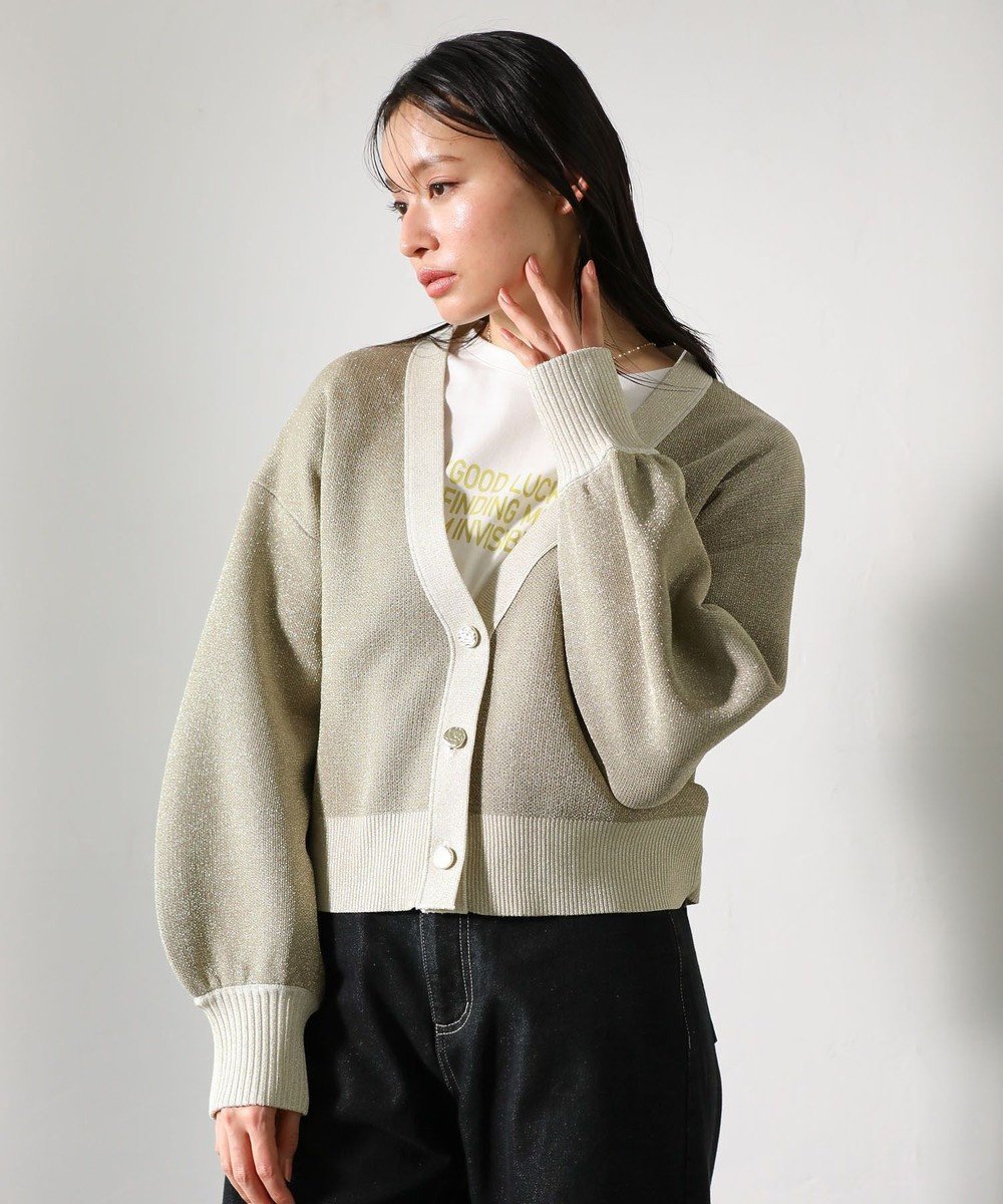 【グリーンパークス/Green Parks】の・ELENCARE DUE ラメVネックカーディガン インテリア・キッズ・メンズ・レディースファッション・服の通販 founy(ファニー) 　ファッション　Fashion　レディースファッション　WOMEN　トップス・カットソー　Tops/Tshirt　カーディガン　Cardigans　Vネック　V-Neck　カットソー　Cut And Sew　カーディガン　Cardigan　シンプル　Simple　プリント　Print　ポケット　Pocket　メタル　Metal　夏　Summer　春　Spring　S/S・春夏　Ss・Spring/Summer　Gray Beige|ID: prp329100004391929 ipo3291000000031715606