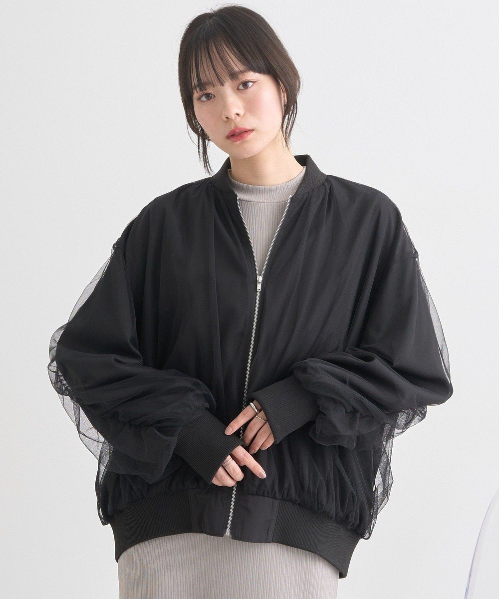【アースミュージックアンドエコロジー/earth music&ecology】のチュールレイヤードMA-1 インテリア・キッズ・メンズ・レディースファッション・服の通販 founy(ファニー) 　ファッション　Fashion　レディースファッション　WOMEN　アウター　Coat Outerwear　ジャケット　Jackets　ブルゾン　Blouson/Jackets　MA-1　MA-1　おすすめ　Recommend　インナー　Inner　ジャケット　Jacket　スタイリッシュ　Stylish　チュール　Tulle　トレンド　Trend　ブルゾン　Blouson　ポケット　Pocket　夏　Summer　春　Spring　S/S・春夏　Ss・Spring/Summer　Black|ID: prp329100004391957 ipo3291000000032039355