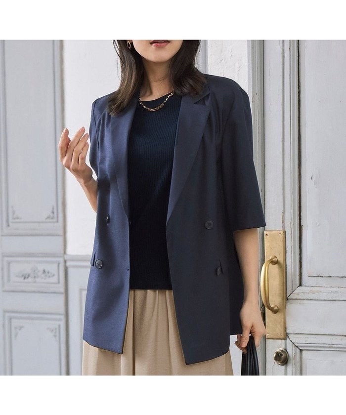 【自由区/JIYU-KU】の【洗える】ハーフスリーブ ジャケット インテリア・キッズ・メンズ・レディースファッション・服の通販 founy(ファニー) https://founy.com/ ファッション Fashion レディースファッション Fashion for Women アウター Coat / Outerwear Collection レディースジャケット・軽アウター Jackets テーラードジャケット / 通勤・きれいめスタイル Tailored Jackets & Blazers ジャケット Jacket, Outerwear ストレッチ Stretch, Stretchy Fabric スリーブ Sleeve, Long Sleeve / Short Sleeve タンブラー Tumbler, Travel Mug ダブル Double, Double-Breasted ツイル Twist, Twisted Detail ハーフ Half, Half-Length バランス Balance, Style Balance 半袖 Short Sleeve, Half Sleeve 夏 Summer 春 Spring S/S・春夏 SS, Spring/Summer, Warm Season 洗える Machine Washable ビジネス 仕事 通勤 Business / Work / Commuting |ID: prp329100004392004 ipo3291000000033833289