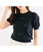 【フェルゥ/Feroux】の【洗える】リボン刺繍ダイヤ柄 ニット ブラック系|ID: prp329100004392177 ipo3291000000031139084