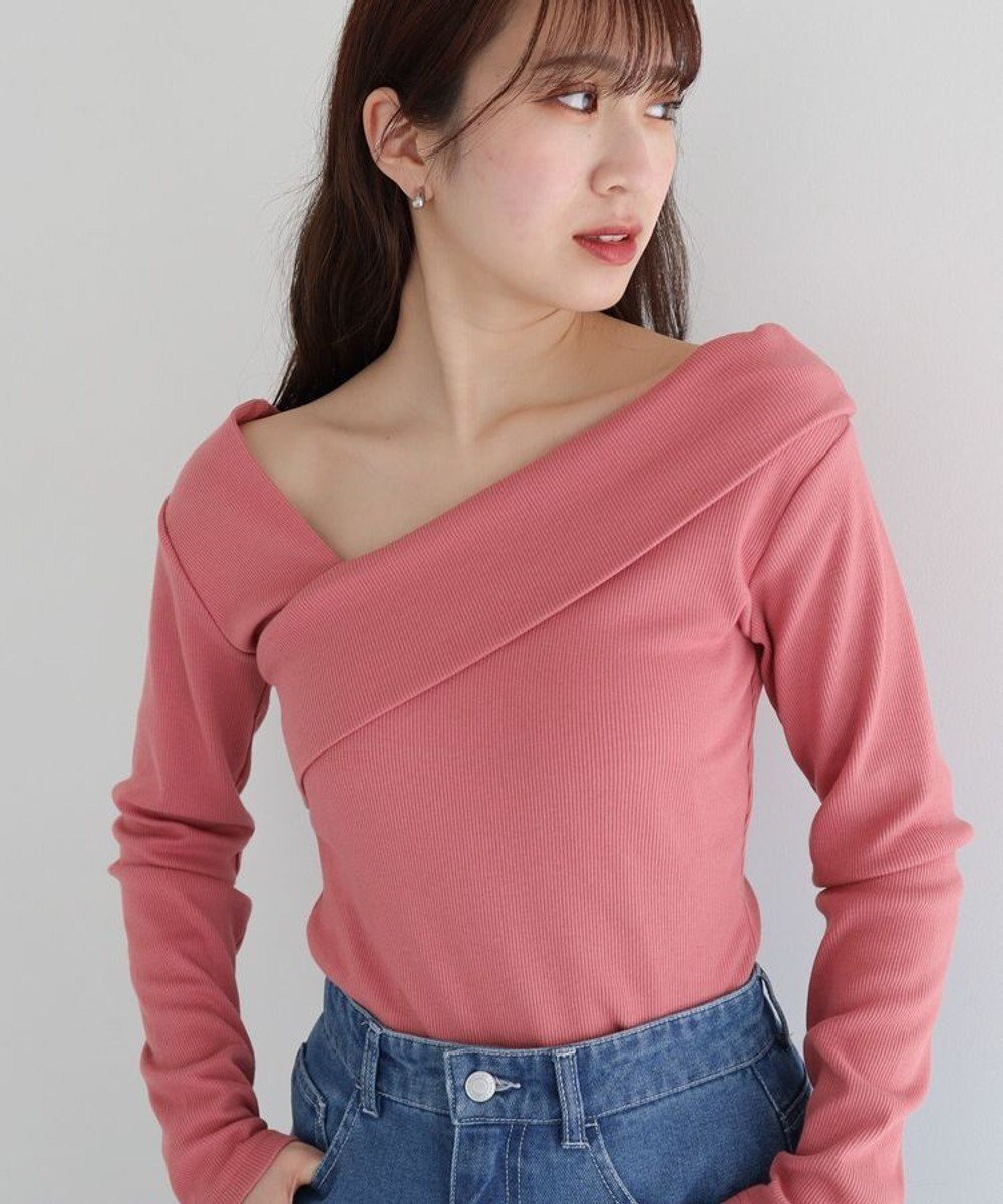 【グリーンパークス/Green Parks】の・swing by クロスネックプルオーバー インテリア・キッズ・メンズ・レディースファッション・服の通販 founy(ファニー) 　ファッション　Fashion　レディースファッション　Ladies' Fashion Online　トップス・カットソー　Tops/Tshirt　シャツ/ブラウス　Shirts/Blouses　ロング / Tシャツ　T-Shirts　プルオーバー　Pullover　カットソー　Cut and Sewn　おすすめ　Recommend　エレガント 上品　Elegant　カットソー　Cut And Sew　コンパクト　Compact　デニム　Denim　フィット　Fit　ボトム　Bottom　ポケット　Pocket　リブニット　Rib Knit　夏　Summer　定番　Standard　春　Spring　S/S・春夏　Ss・Spring/Summer　Pink|ID: prp329100004392407 ipo3291000000032681034