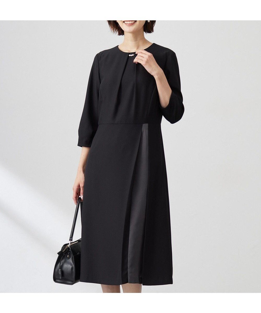 【ジェイ プレス/J.PRESS】の【洗える】ストレッチバックサテンジョーゼット Aライン ワンピース 人気、トレンドファッション・服の通販 founy(ファニー) 　ファッション　Fashion　レディースファッション　Fashion for Women　ワンピース　Dresses　ドレープ　Drape, Draping Fabric　パール　Pearl, Pearl Accent　フィット　Fit, Slim Fit　エレガント 上品　Elegant　夏　Summer　春　Spring　S/S・春夏　SS, Spring/Summer, Warm Season　洗える　Machine Washable　ビジネス 仕事 通勤　Business / Work / Commuting　 other-1|ID: prp329100004393744 ipo3291000000032676010