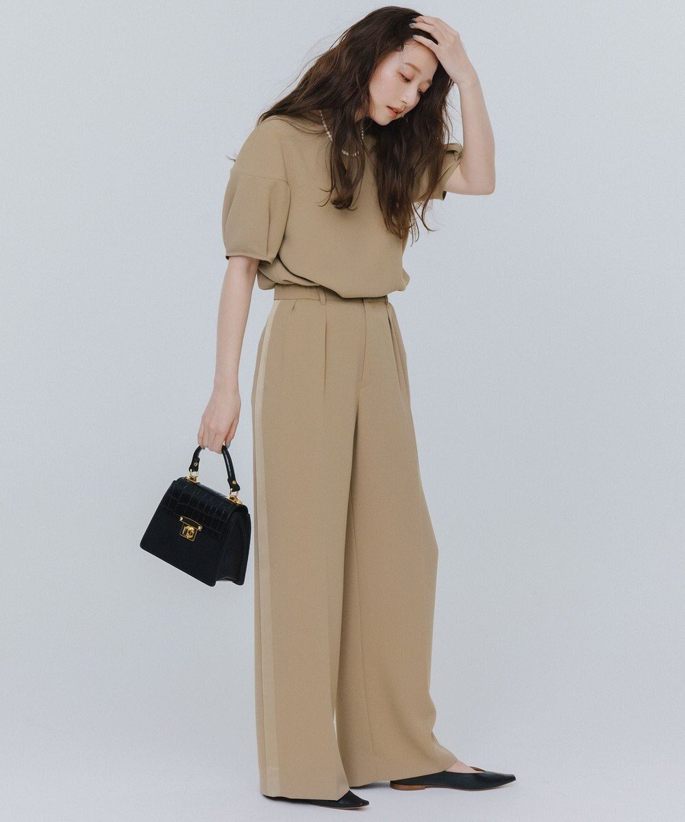 【自由区/JIYU-KU】の【SHIHOさんコラボ・洗える】バックサテンジョーゼット ブラウス インテリア・キッズ・メンズ・レディースファッション・服の通販 founy(ファニー) 　ファッション　Fashion　レディースファッション　Fashion for Women　トップス・カットソー　Cut & Sew Tops　シャツ・ブラウス・オフィスカジュアル　Elegant Blouses & Button-Ups　春　Spring　洗える　Machine Washable　コラボ　Collaboration, Collab　サテン　Satin, Glossy Fabric　スリーブ　Sleeve, Long Sleeve / Short Sleeve　セットアップ　Set-Up, Coordinated Outfit　ボックス　Boxy, Box Shape　ボトム　Bottoms, Lower Wear　ワイド　Wide, Wide Fit　S/S・春夏　SS, Spring/Summer, Warm Season　夏　Summer　エレガント 上品　Elegant　モカ|ID: prp329100004393751 ipo3291000000033833282