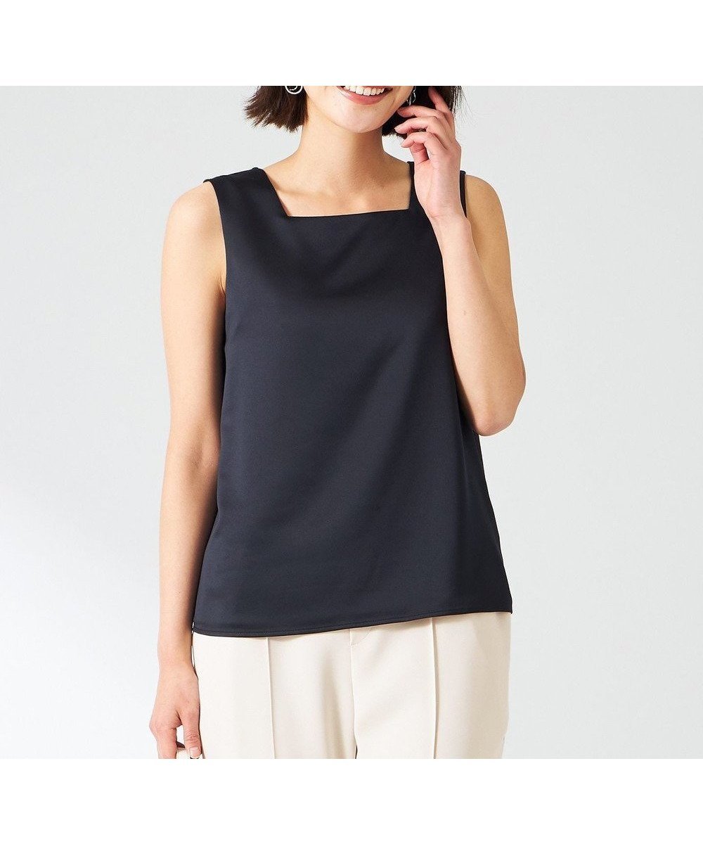 【エニィ スィス/any SiS】の【洗える】サテン2WAY タンクトップ インテリア・キッズ・メンズ・レディースファッション・服の通販 founy(ファニー) 　ファッション　Fashion　レディースファッション　Fashion for Women　トップス・カットソー　Cut & Sew Tops　おすすめ　Recommended / Our Picks　インナー　Innerwear　ウォッシャブル　Machine Washable　カーディガン　Cardigan, Knitwear　サテン　Satin, Glossy Fabric　シルク　Silk, 100% Silk　ジャケット　Jacket, Outerwear　スクエア　Square, Square Shape　ストレッチ　Stretch, Stretchy Fabric　タンク　Tank Top, Sleeveless Top　デコルテ　Décolleté, Neckline　エレガント 上品　Elegant　再入荷　Restock / Back in Stock　夏　Summer　新作・新入荷　New Arrivals / New In　春　Spring　S/S・春夏　SS, Spring/Summer, Warm Season　洗える　Machine Washable　ネイビー|ID: prp329100004393945 ipo3291000000032297495