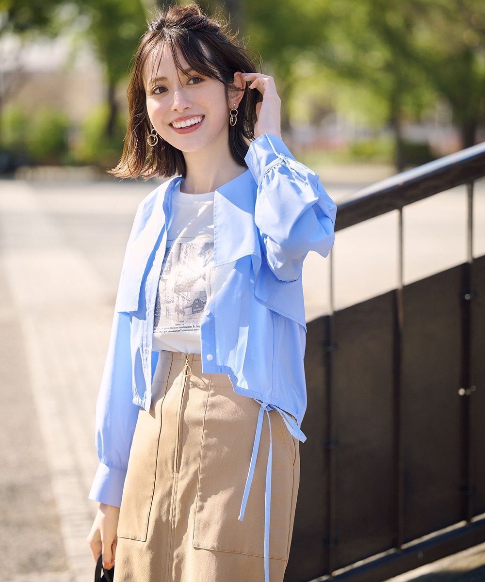 【エニィ スィス/any SiS】の【UVカット・接触冷感・速乾】クロップトヨークハオリ シャツ インテリア・キッズ・メンズ・レディースファッション・服の通販 founy(ファニー) 　ファッション　Fashion　レディースファッション　Ladies' Fashion Online　トップス・カットソー　Tops/Tshirt　シャツ/ブラウス　Shirts/Blouses　インナー　Inner　ウォッシャブル　Washable　春　Spring　カフス　Cuffs　ストレッチ　Stretch　テーパード　Tapered　デニム　Denim　バランス　Balance　フェミニン　Feminine　フォルム　Form　ブルゾン　Blouson　ボトム　Bottom　ロング　Long　ワイド　Wide　S/S・春夏　Ss・Spring/Summer　おすすめ　Recommend　夏　Summer　NEW・新作・新着・新入荷　New Arrivals　ライトブルー|ID: prp329100004393979 ipo3291000000032542751