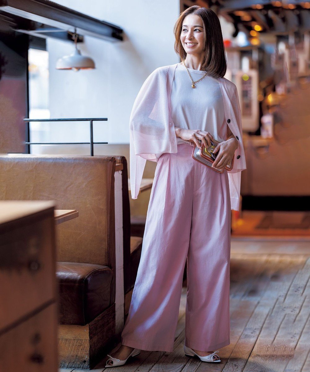 【アンフィーロ 自由区/UNFILO】のシアーワイドパンツ インテリア・キッズ・メンズ・レディースファッション・服の通販 founy(ファニー) 　ファッション　Fashion　レディースファッション　WOMEN　パンツ　Pants　おすすめ　Recommend　ジャケット　Jacket　トレンド　Trend　マニッシュ　Mannish　ワイド　Wide　再入荷　Restock/Back In Stock/Re Arrival　夏　Summer　春　Spring　S/S・春夏　Ss・Spring/Summer　ピンク|ID: prp329100004395077 ipo3291000000030898598