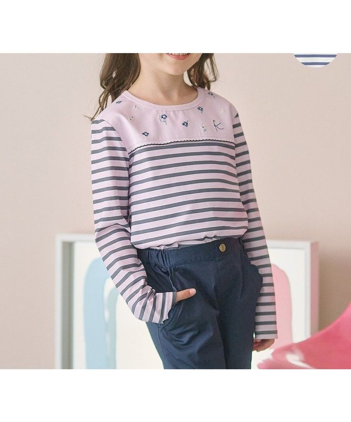 【組曲 / KIDS/KUMIKYOKU】の【110-140㎝】フラワー刺繍ボーダー Tシャツ インテリア・キッズ・メンズ・レディースファッション・服の通販 founy(ファニー) https://founy.com/ ファッション Fashion キッズファッション KIDS トップス・カットソー Tops/Tees/Kids カットソー Cut And Sew フラワー Flower プレーン Plane ボーダー Border 夏 Summer 春 Spring S/S・春夏 Ss・Spring/Summer |ID: prp329100004397993 ipo3291000000031941306
