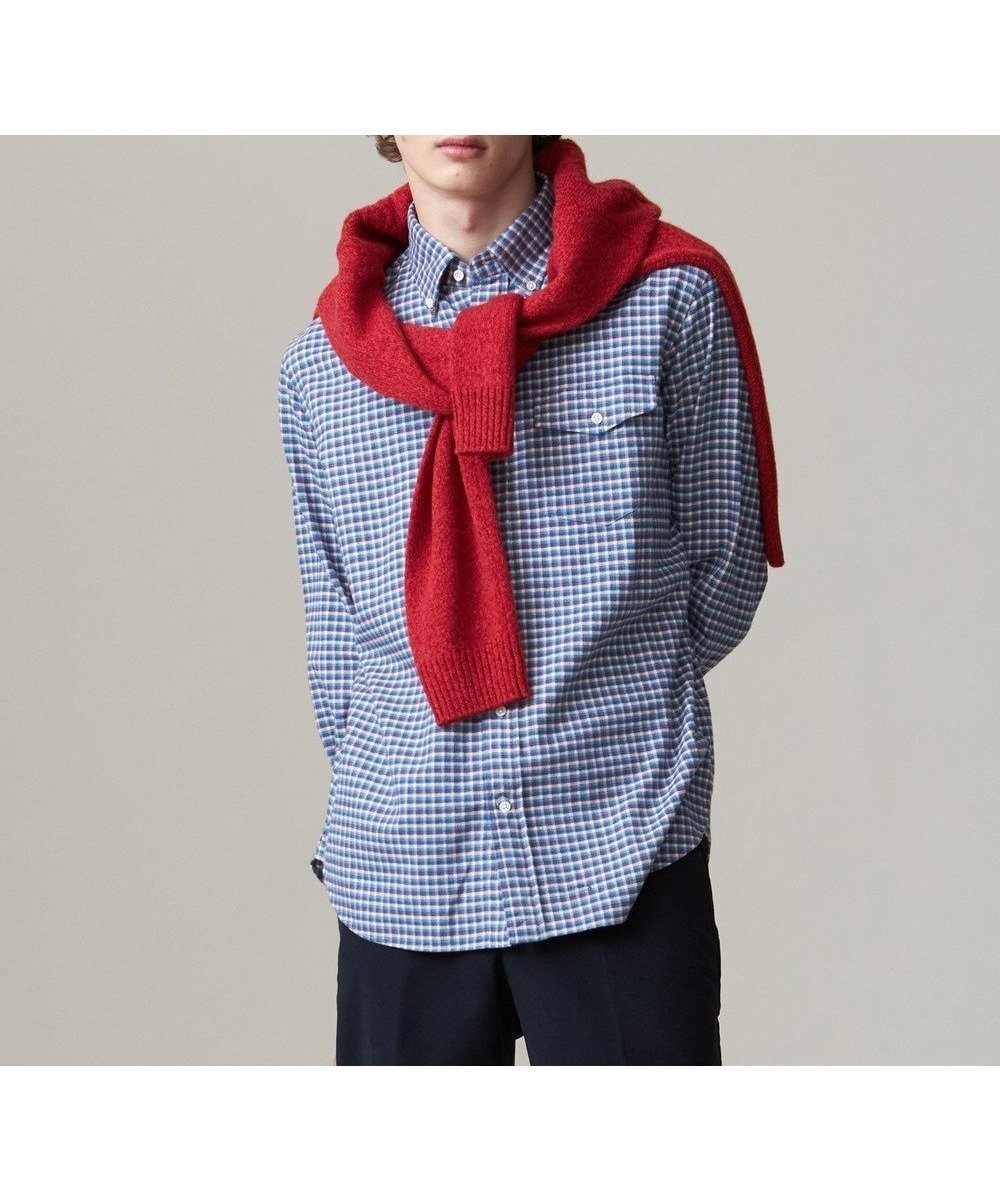【ジェイ プレス/J.PRESS / MEN】のストレッチ コットンネルシャツ インテリア・キッズ・メンズ・レディースファッション・服の通販 founy(ファニー) 　ファッション　Fashion　メンズファッション　Fashion for Men　トップス・カットソー　Cut & Sew Tops　メンズシャツ　Shirts　インナー　Innerwear　ストレッチ　Stretch, Stretchy Fabric　ダウン　Down, Puffer　チェック　Check, Plaid, Tartan　ドレス　Dress, One-Piece　バランス　Balance, Style Balance　パッチ　Patch, Appliqué　フィット　Fit, Slim Fit　フラップ　Flap, Flap Pocket　ブルゾン　Blouson, Bomber Jacket　ベーシック　Basic, Essential　ポケット　Pocket, Pocket Detail　メンズ　Men's, Menswear　A/W・秋冬　Autumn/Winter　おすすめ　Recommended / Our Picks　エレガント 上品　Elegant　ブルー系3|ID: prp329100004398033 ipo3291000000032977824