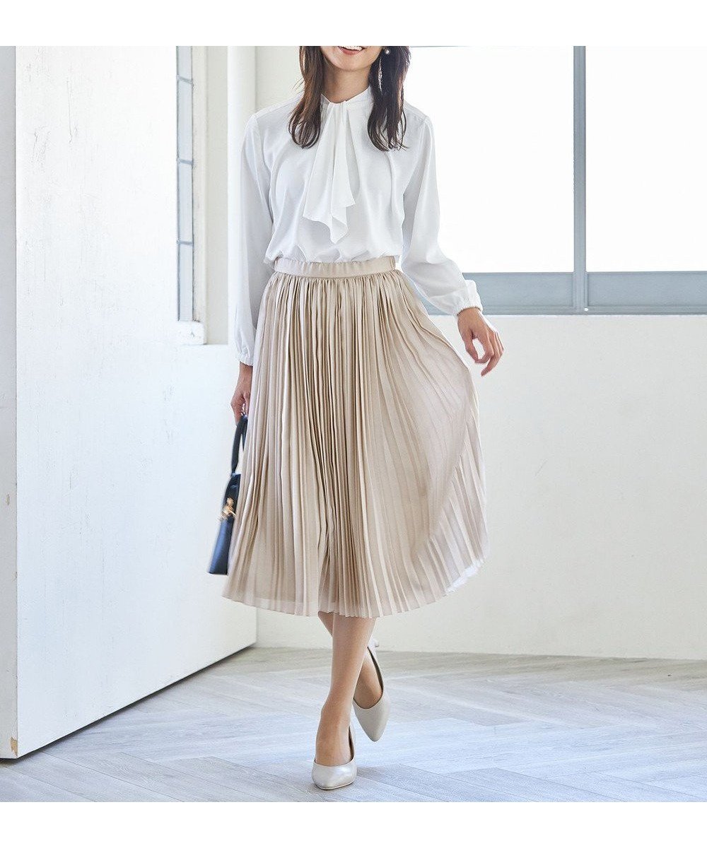 【エニー/ANY】の【ウエストゴム】プリーツスカート インテリア・キッズ・メンズ・レディースファッション・服の通販 founy(ファニー) 　ファッション　Fashion　レディースファッション　Fashion for Women　スカート　Skirts　プリーツスカート / 上品フェミニンスタイル　Pleated Skirts　おすすめ　Recommended / Our Picks　サテン　Satin, Glossy Fabric　シンプル　Simple, Minimal　セレモニー　Ceremony　プリーツ　Pleats, Pleated　ワッシャー　Washer, Crinkled Finish　エレガント 上品　Elegant　入学式　Entrance Ceremony　卒業式　Graduation Ceremony　夏　Summer　春　Spring　S/S・春夏　SS, Spring/Summer, Warm Season　ビジネス 仕事 通勤　Business / Work / Commuting　ベージュ|ID: prp329100004398156 ipo3291000000035608500