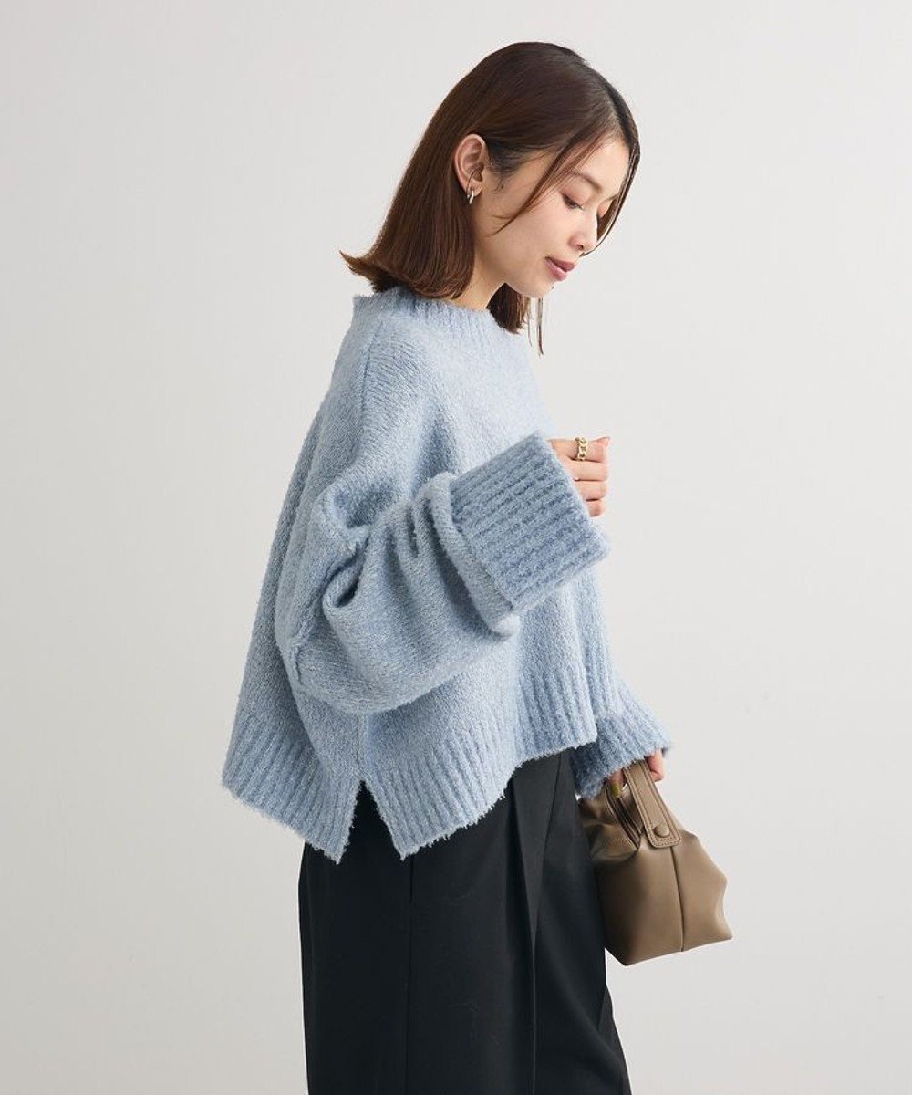 【グリーンパークス/Green Parks】の・Petit Fleur ブークレワイドニット インテリア・キッズ・メンズ・レディースファッション・服の通販 founy(ファニー) 　ファッション　Fashion　レディースファッション　Fashion for Women　トップス・カットソー　Cut & Sew Tops　ニット　Knit Tops & Sweaters　おすすめ　Recommended / Our Picks　ショルダー　Shoulder, Shoulder Strap　セーター　Sweater, Knitwear　ドロップ　Drop Shoulder, Dropped Style　バランス　Balance, Style Balance　ポケット　Pocket, Pocket Detail　ワイド　Wide, Wide Fit　A/W・秋冬　Autumn/Winter　Blue|ID: prp329100004398205 ipo3291000000032575705