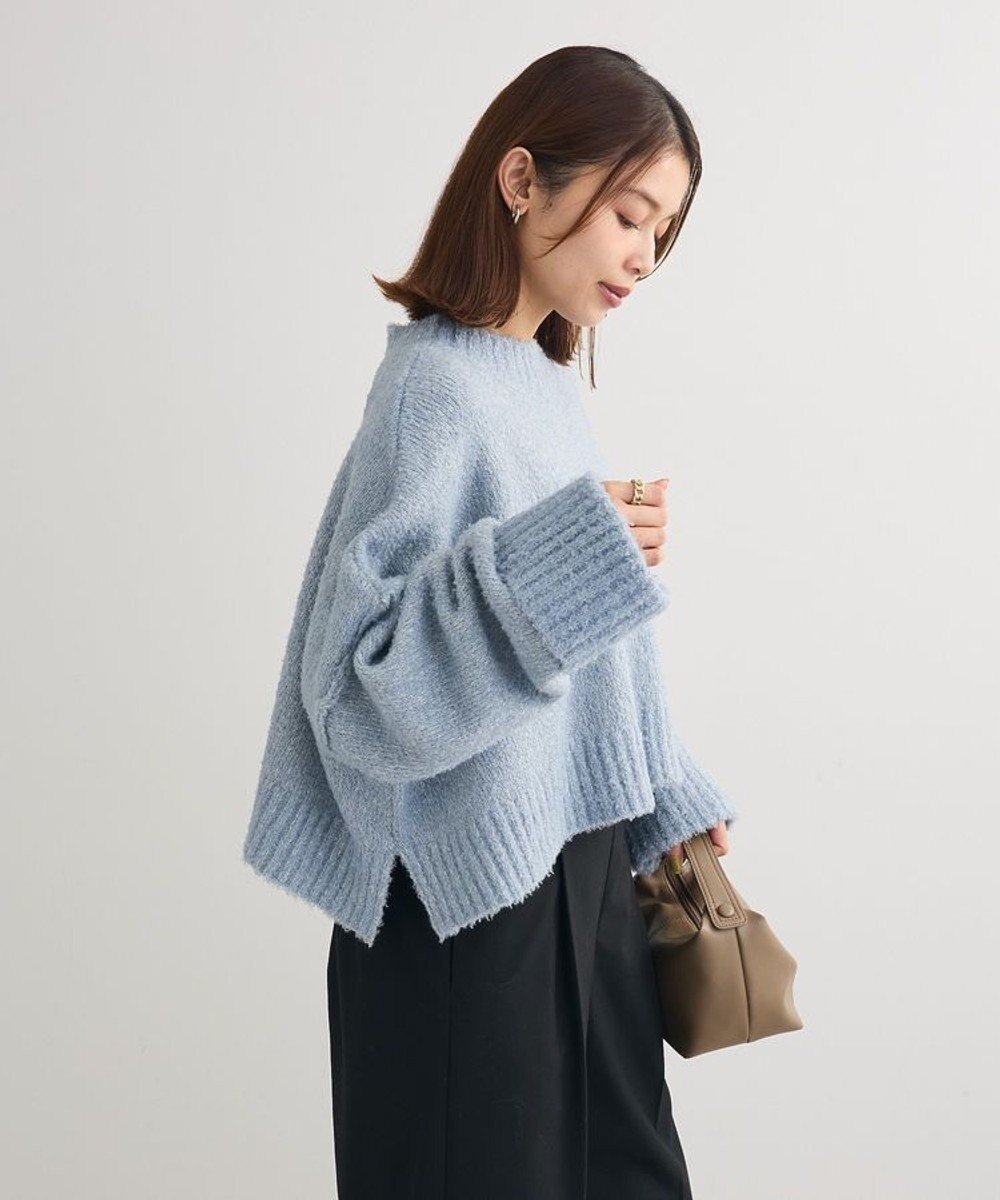 【グリーンパークス/Green Parks】の・Petit Fleur ブークレワイドニット インテリア・キッズ・メンズ・レディースファッション・服の通販 founy(ファニー) 　ファッション　Fashion　レディースファッション　Fashion for Women　トップス・カットソー　Cut & Sew Tops　ニット　Knit Tops & Sweaters　おすすめ　Recommended / Our Picks　ショルダー　Shoulder, Shoulder Strap　セーター　Sweater, Knitwear　ドロップ　Drop Shoulder, Dropped Style　バランス　Balance, Style Balance　ポケット　Pocket, Pocket Detail　ワイド　Wide, Wide Fit　A/W・秋冬　Autumn/Winter　Blue|ID: prp329100004398205 ipo3291000000033531088